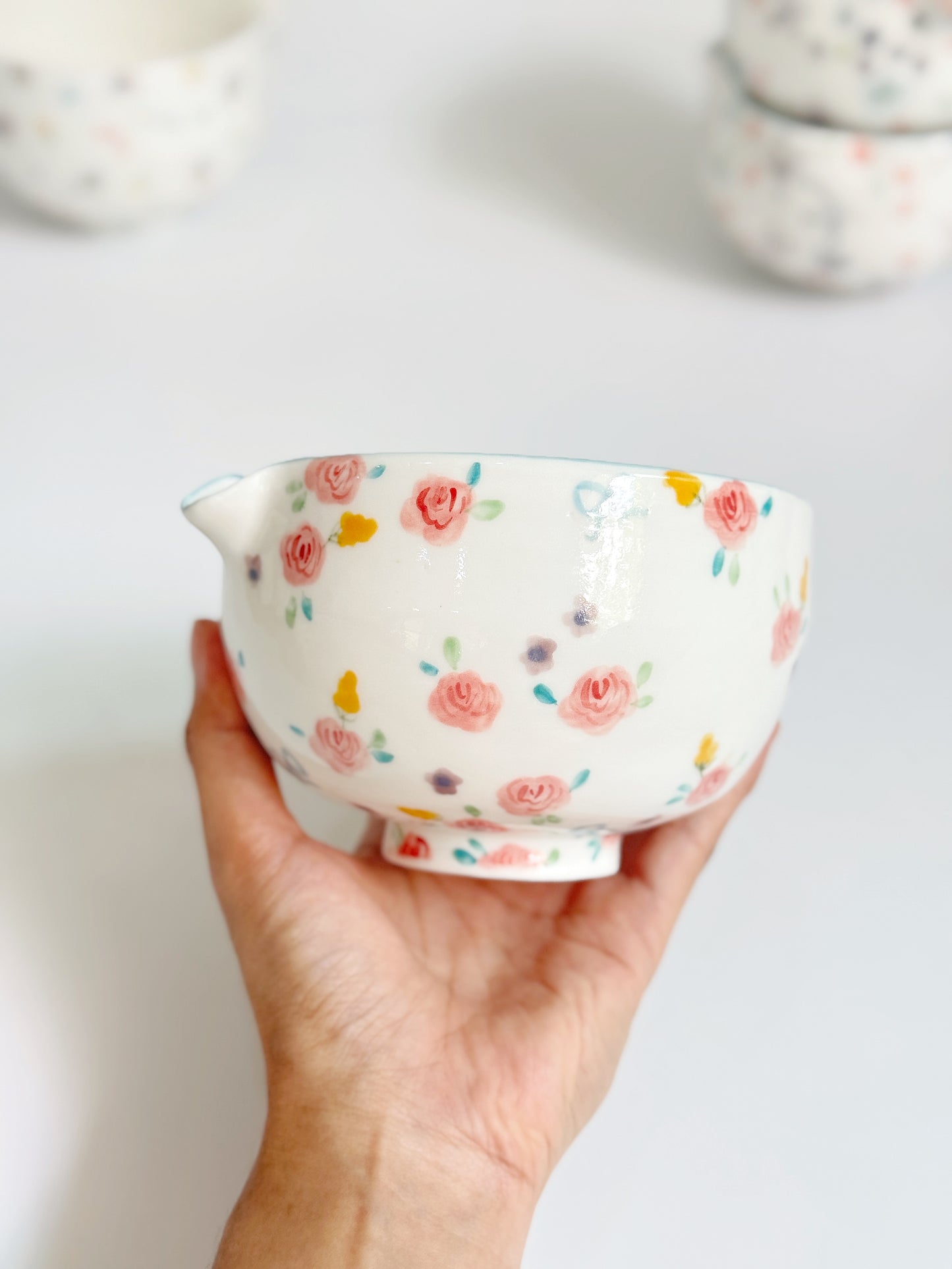 (PREORDER ) pink rose matcha bowl
