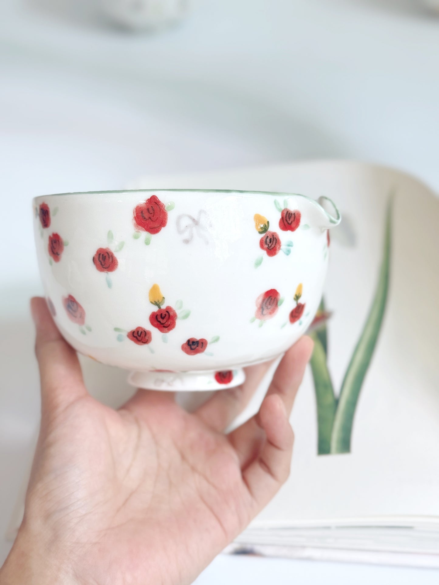 (PREORDER) red rose matcha bowl