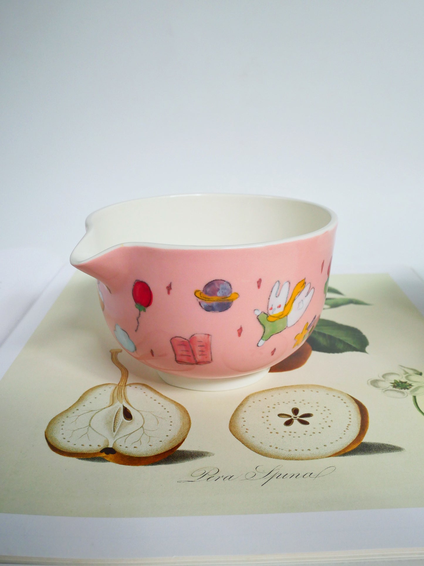 the adventure of the little bunny prince matcha bowl (pink)