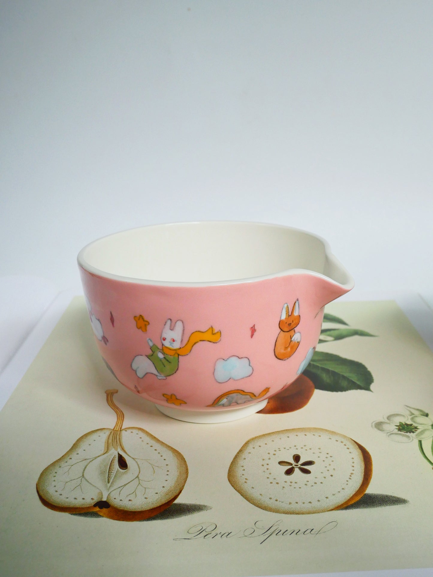 the adventure of the little bunny prince matcha bowl (pink)