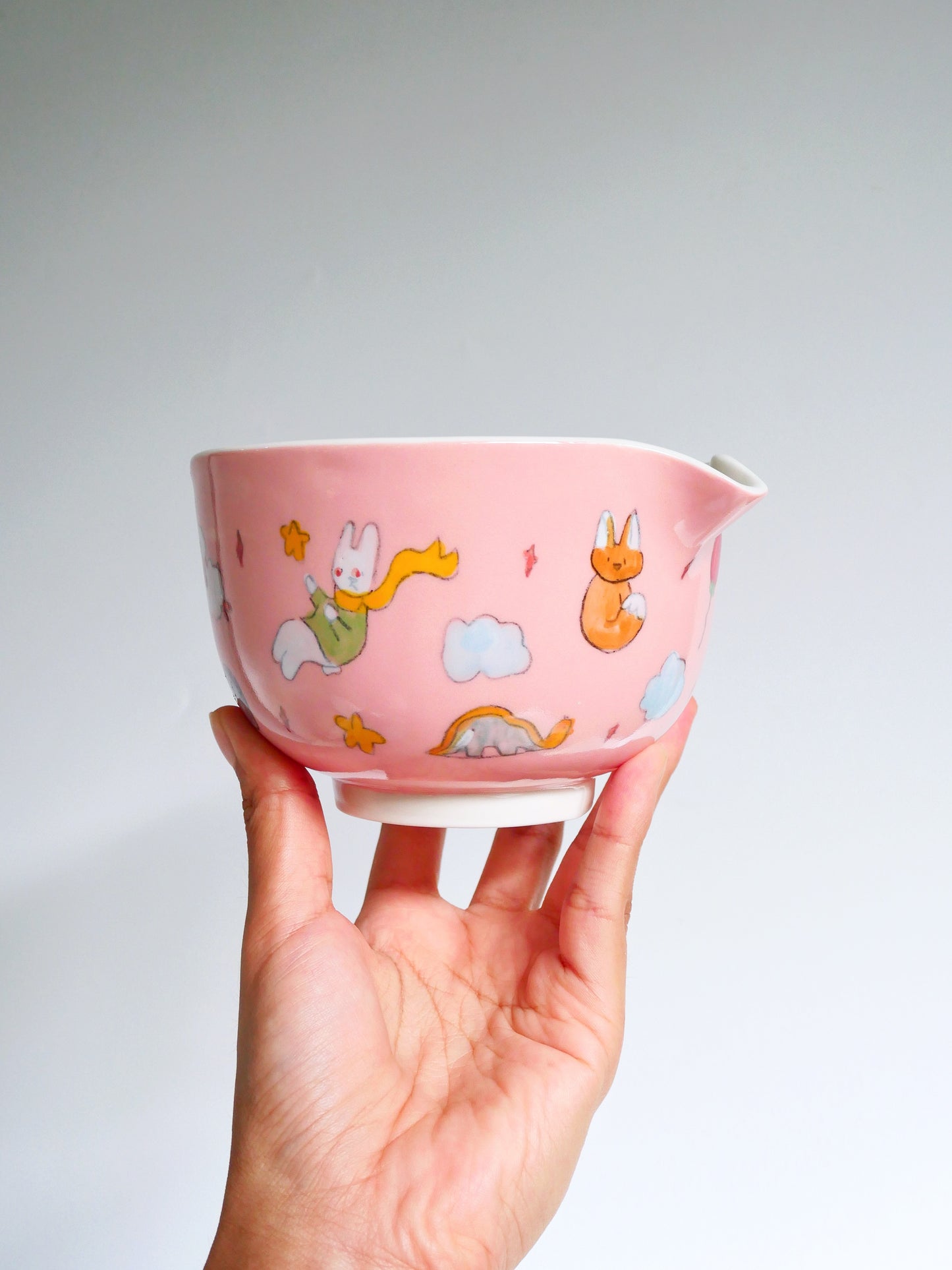 the adventure of the little bunny prince matcha bowl (pink)