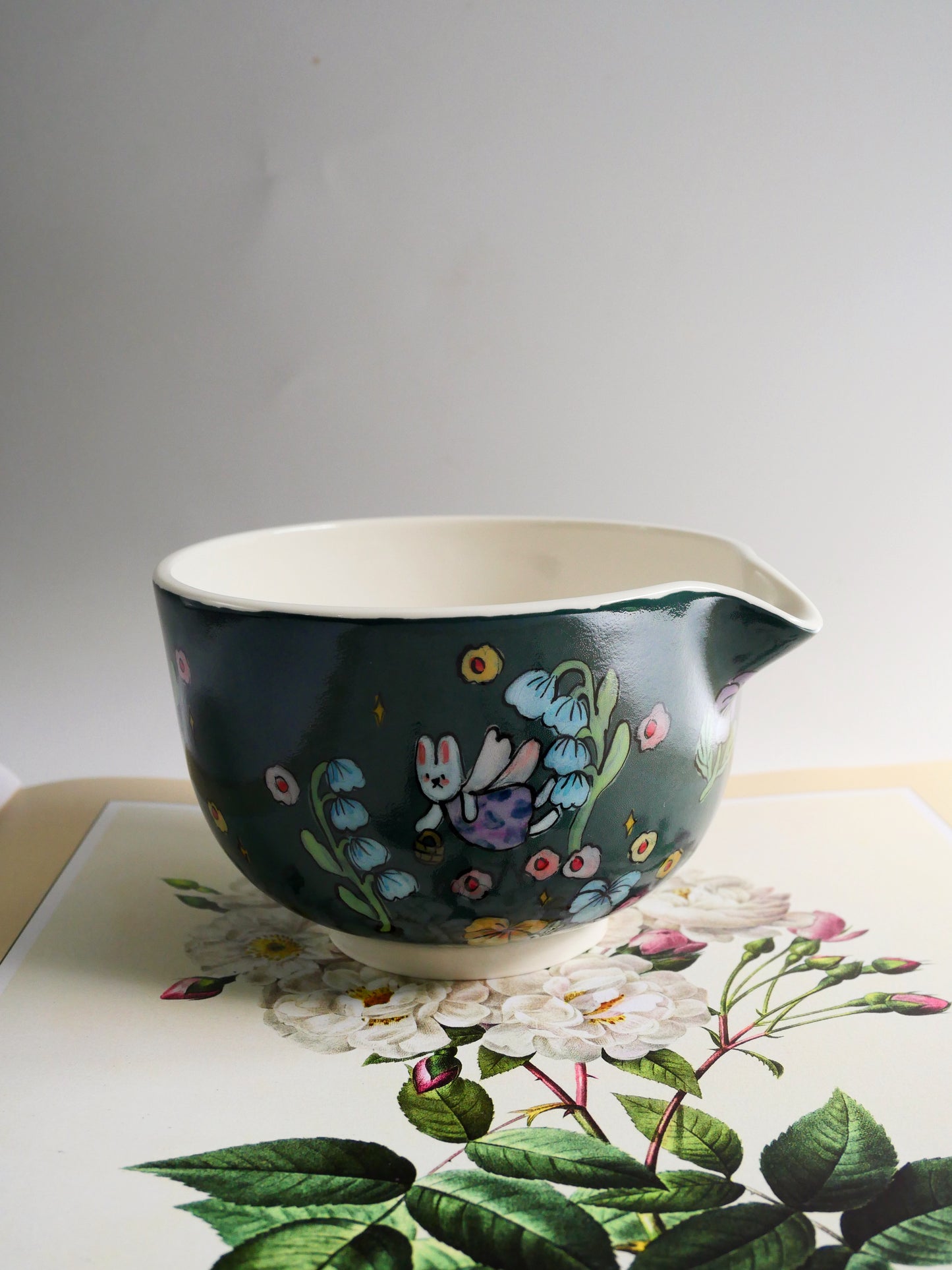 fairy bunny and the night flowers matcha bowl
