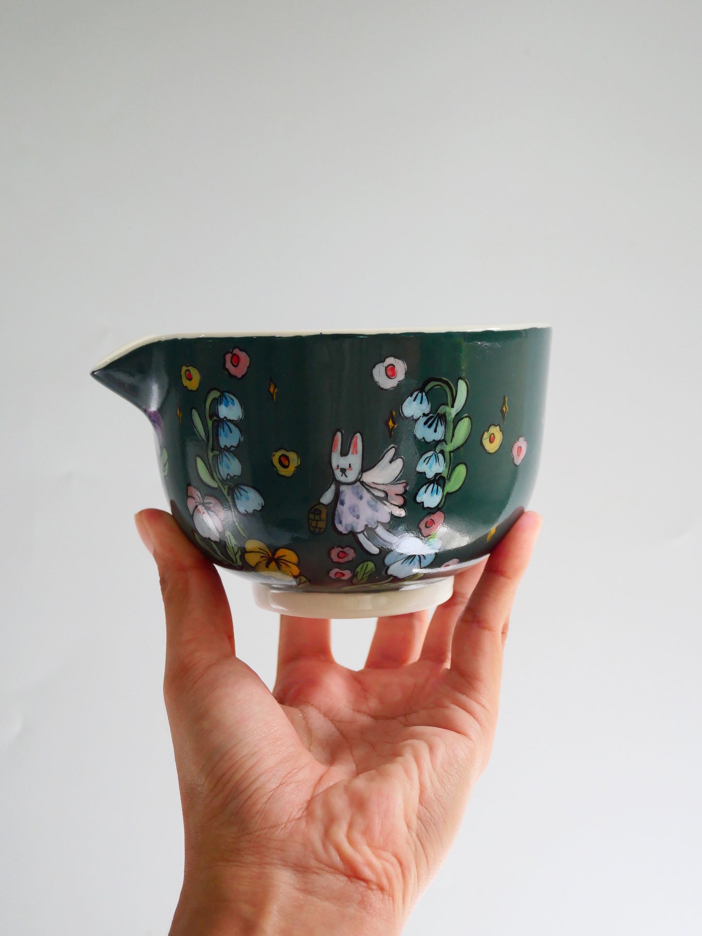 fairy bunny and the night flowers matcha bowl