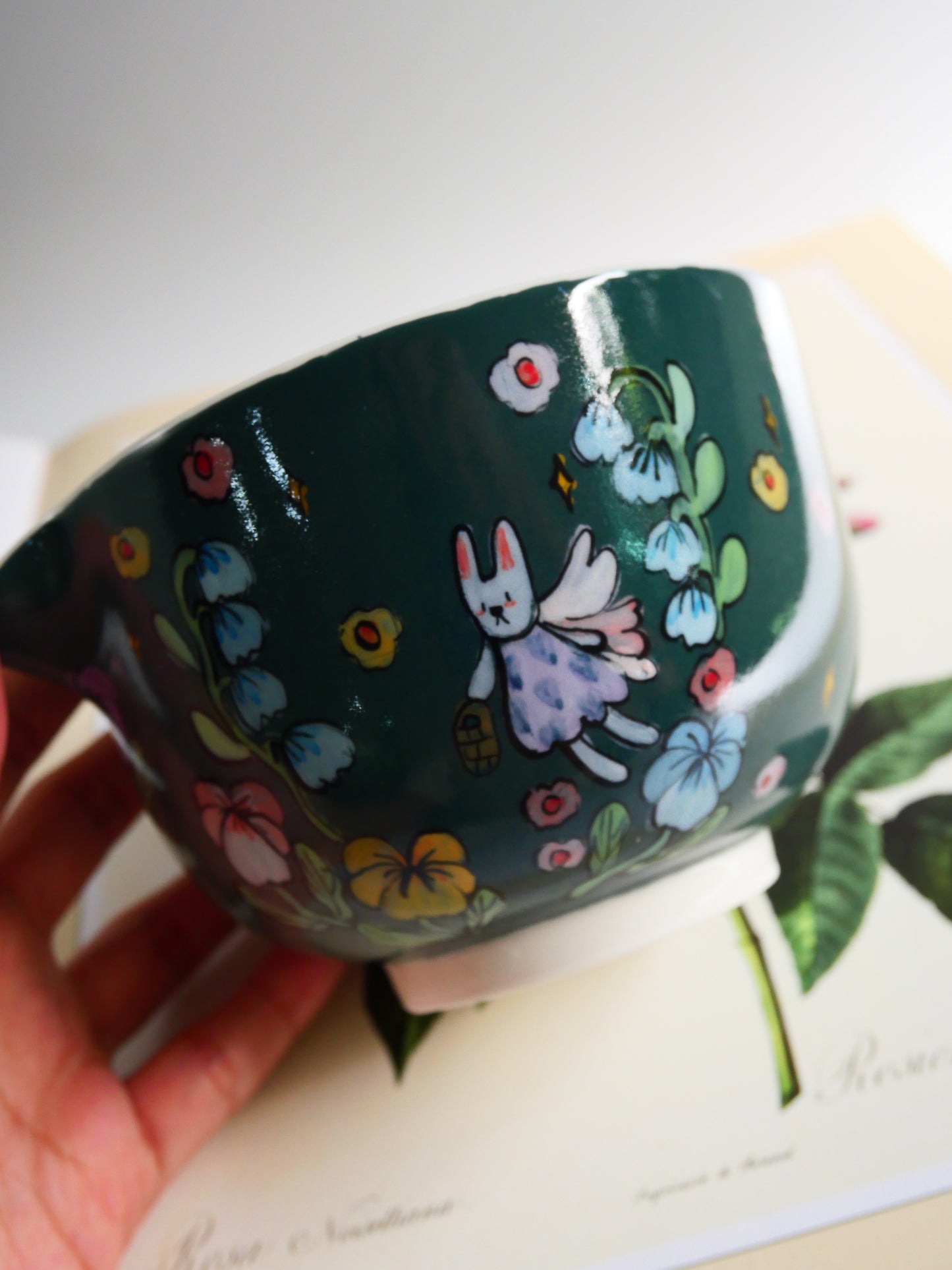 fairy bunny and the night flowers matcha bowl