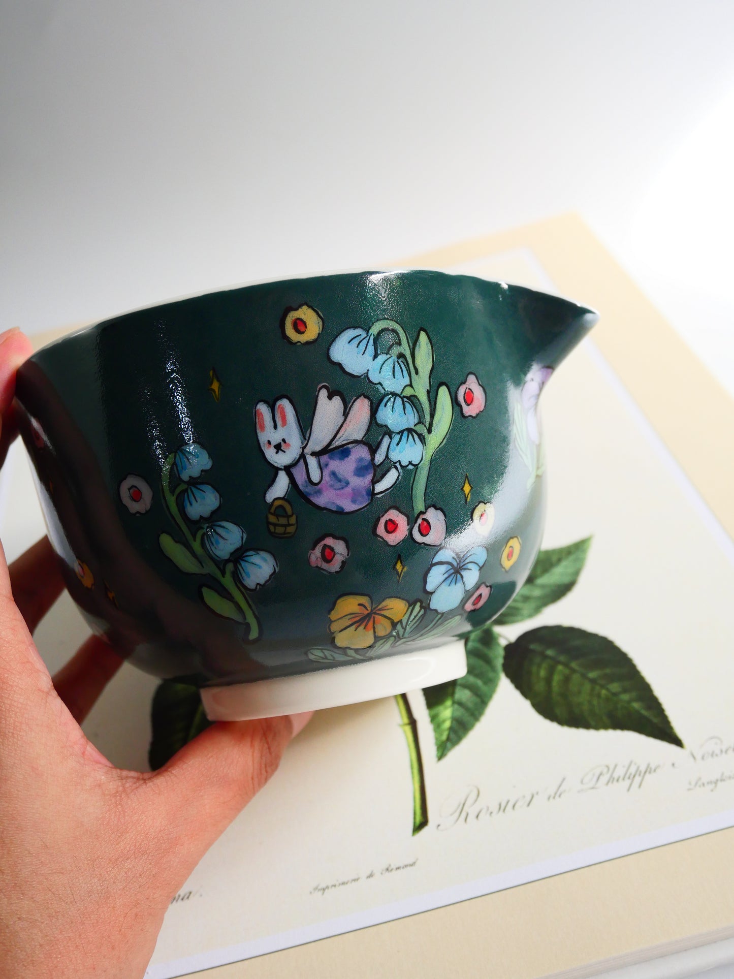 fairy bunny and the night flowers matcha bowl