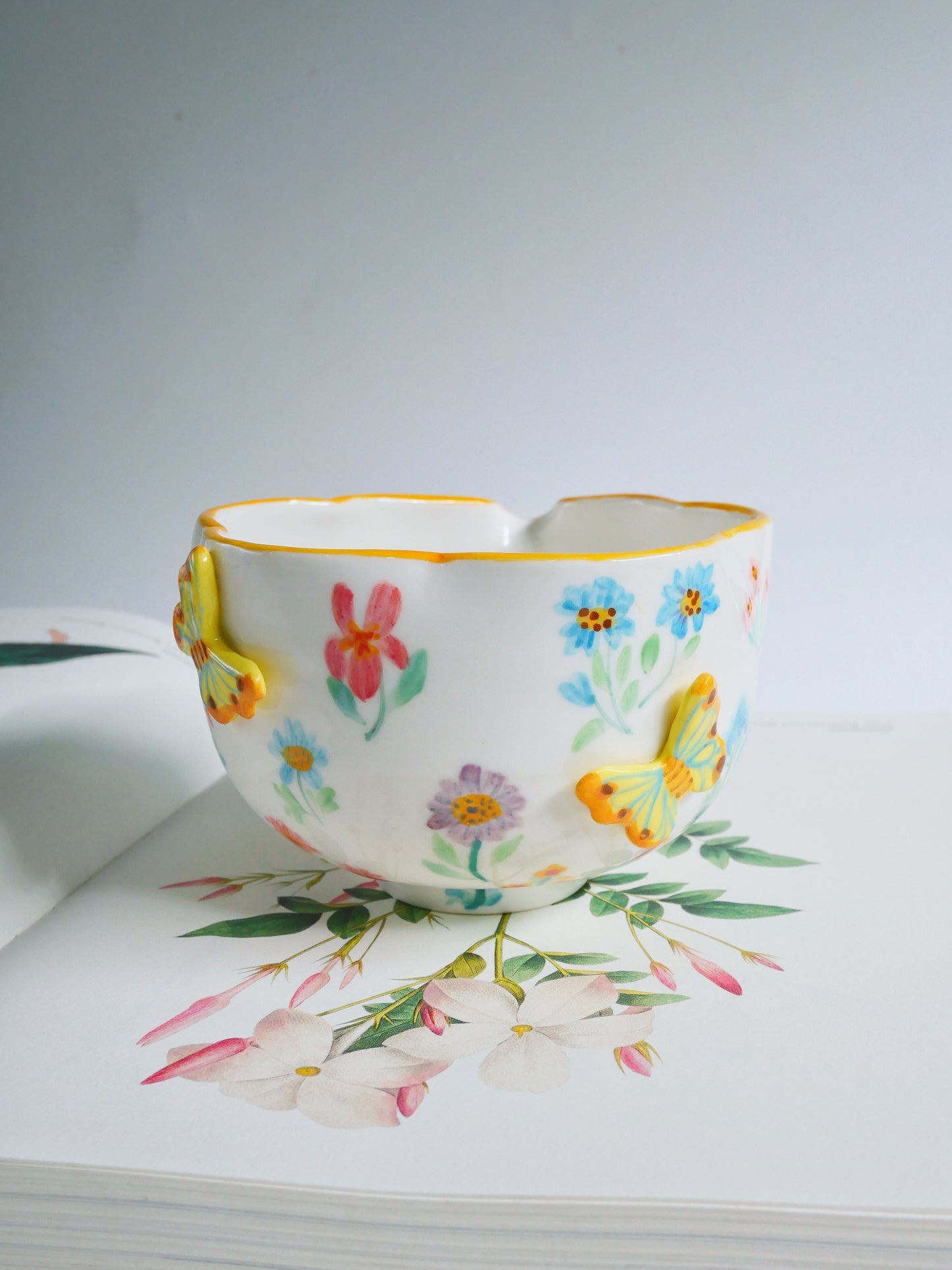 yellow botanica garden matcha bowl