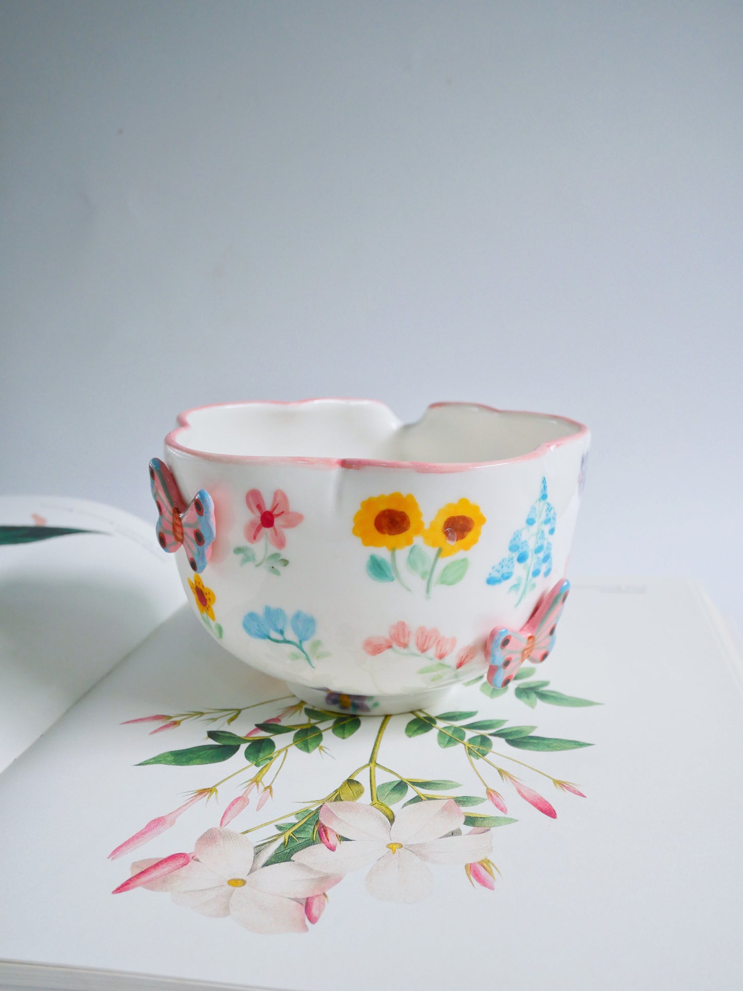 pink botanica garden matcha bowl