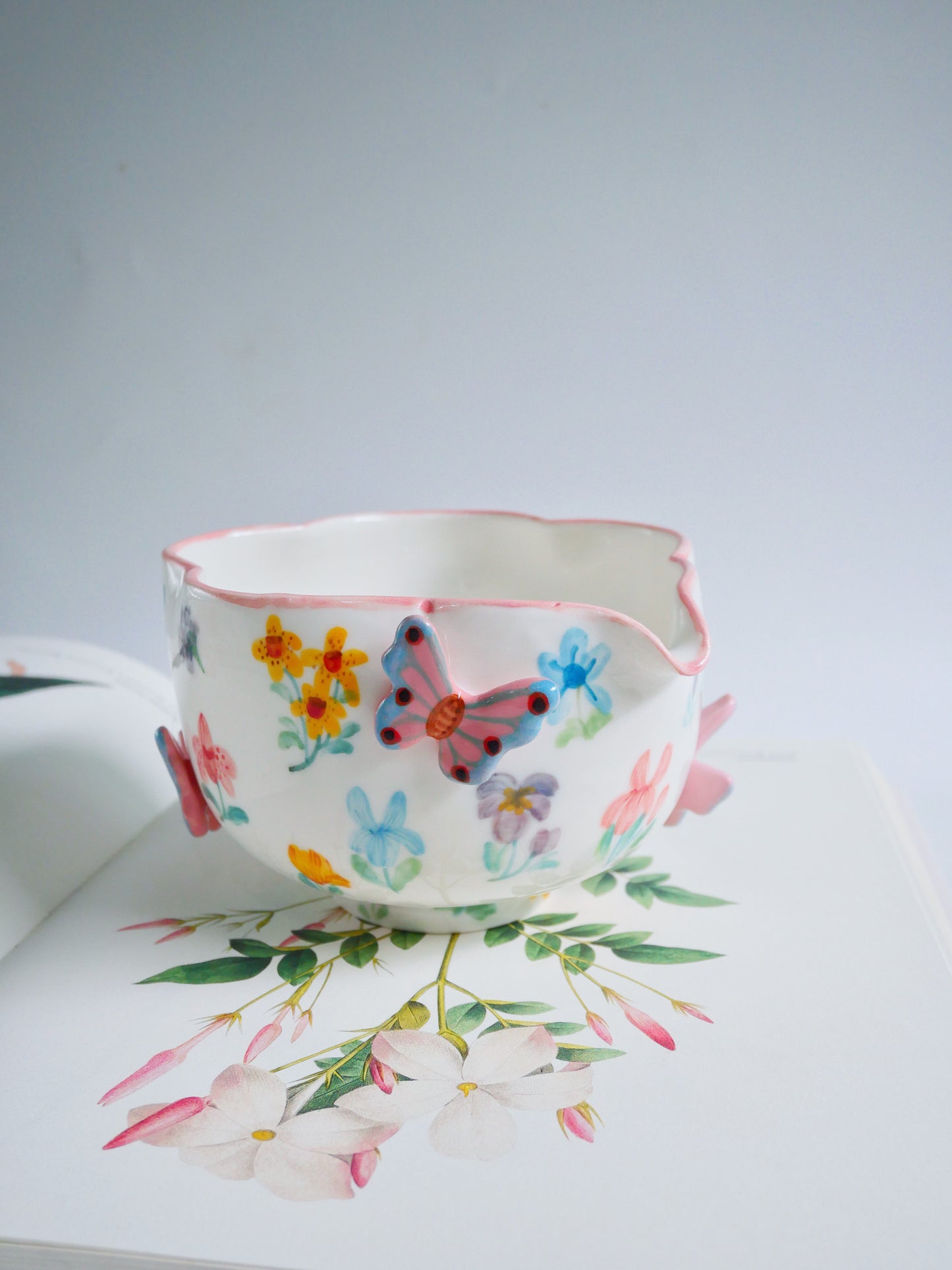 pink botanica garden matcha bowl