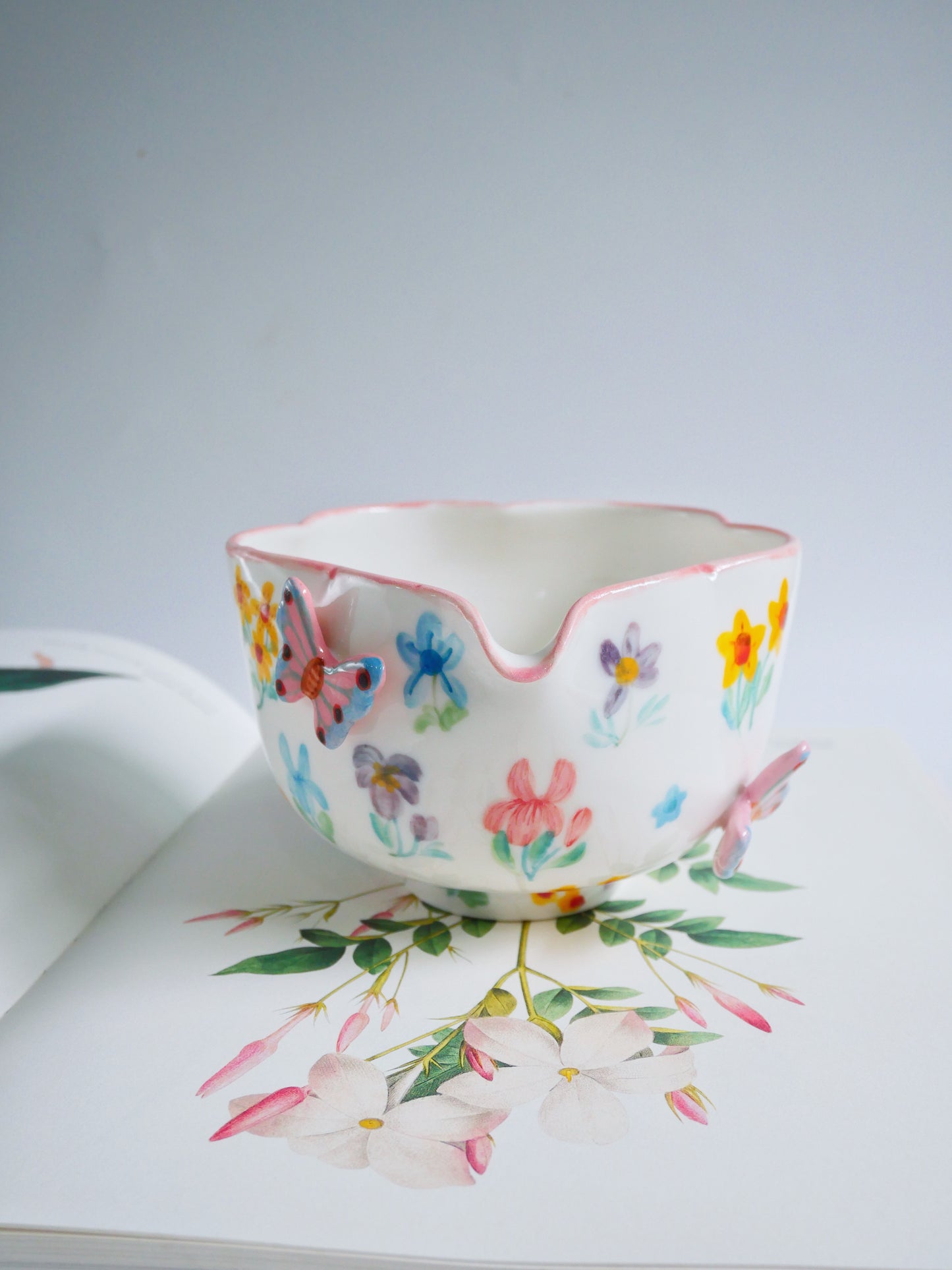 pink botanica garden matcha bowl