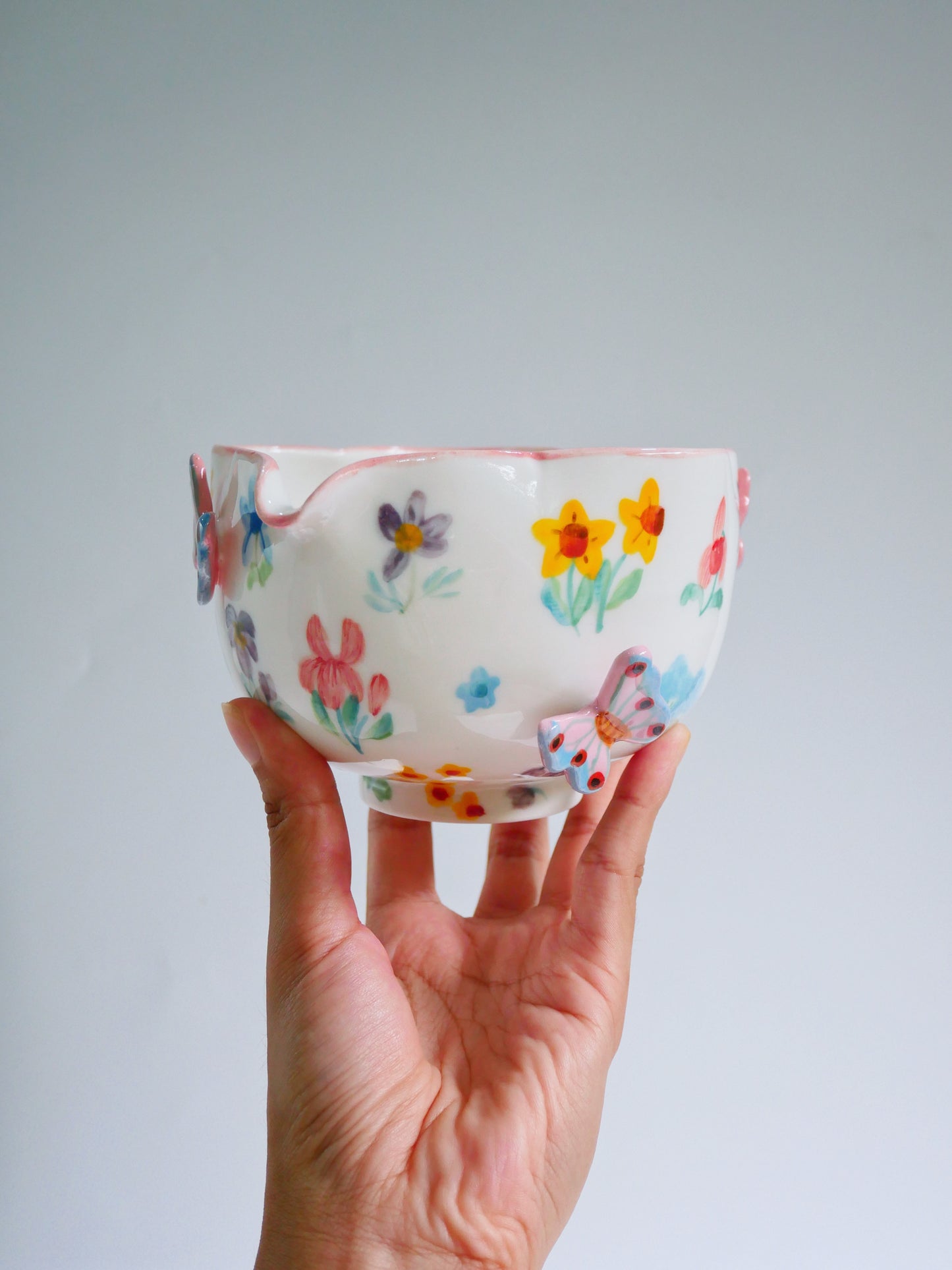 pink botanica garden matcha bowl