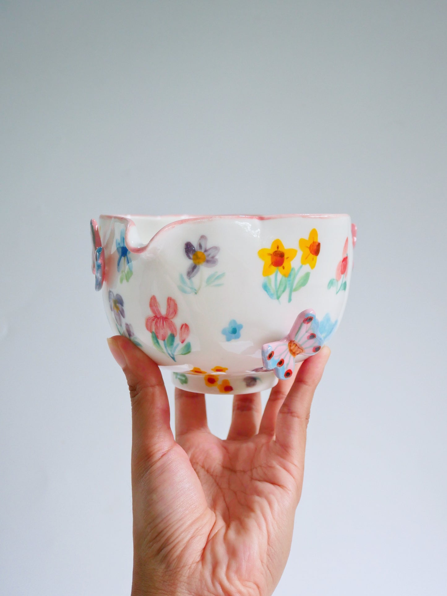 pink botanica garden matcha bowl