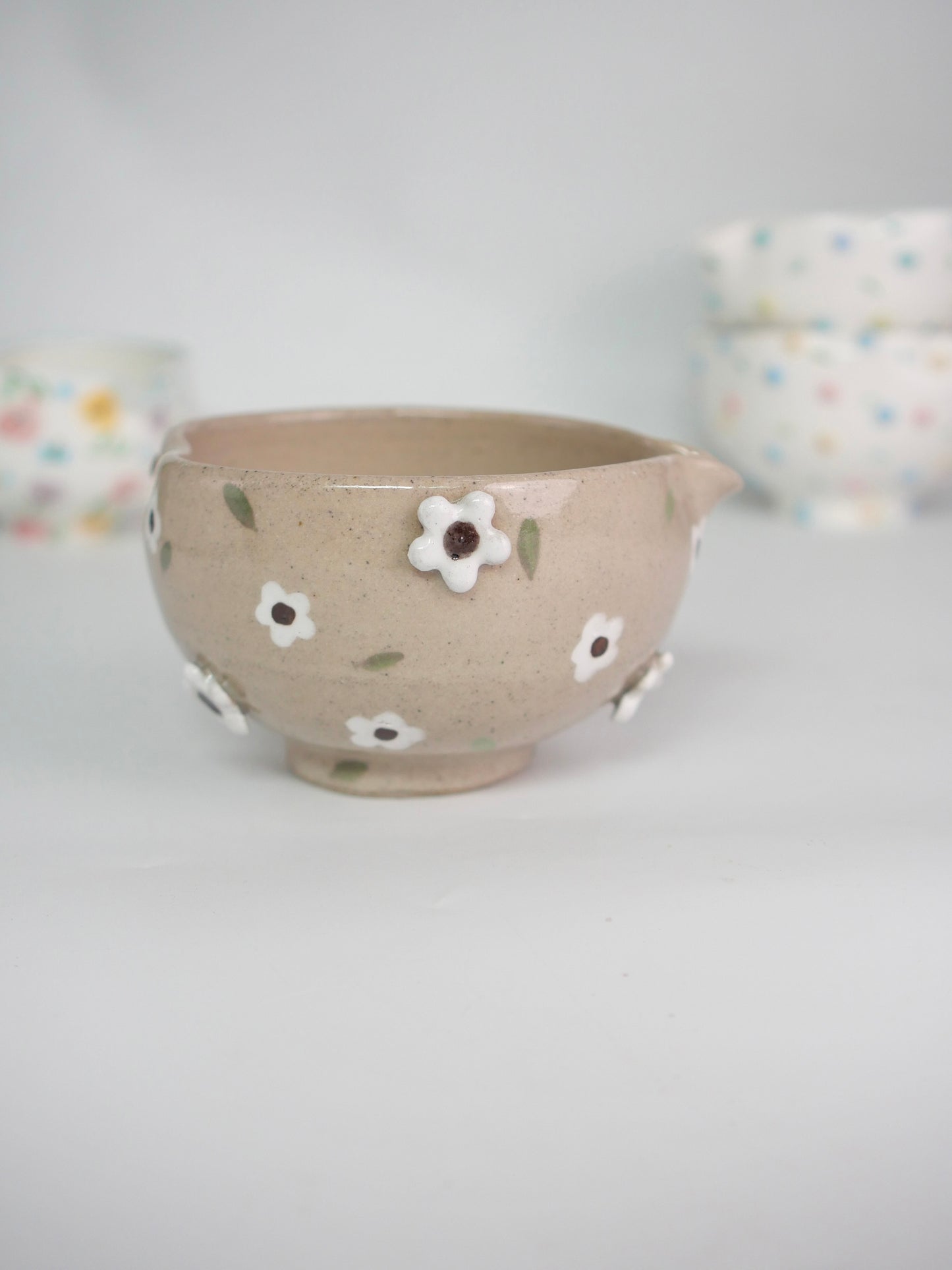 earthen blossom matcha bowl