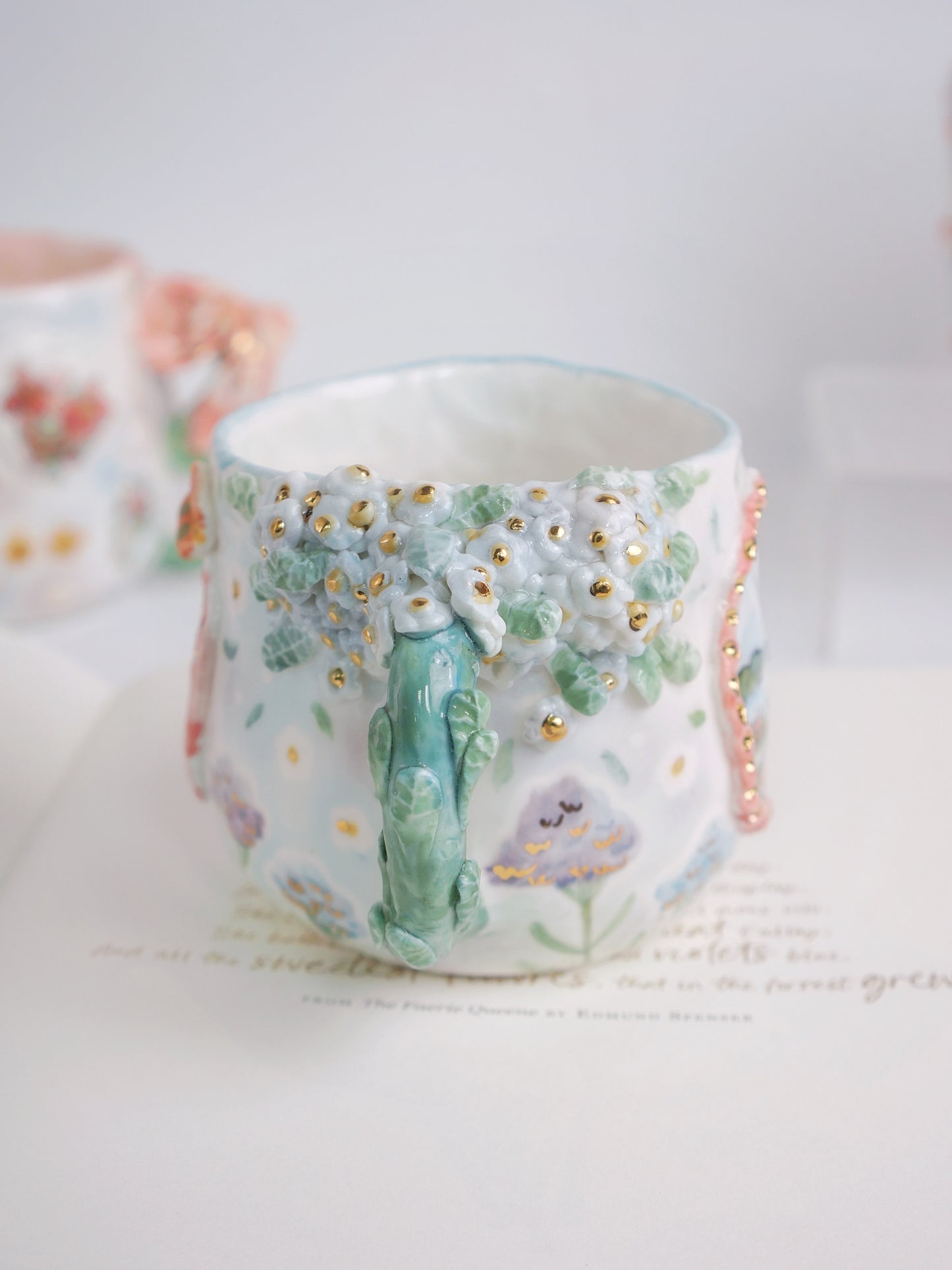Little white flower mug(forget me not inspired)