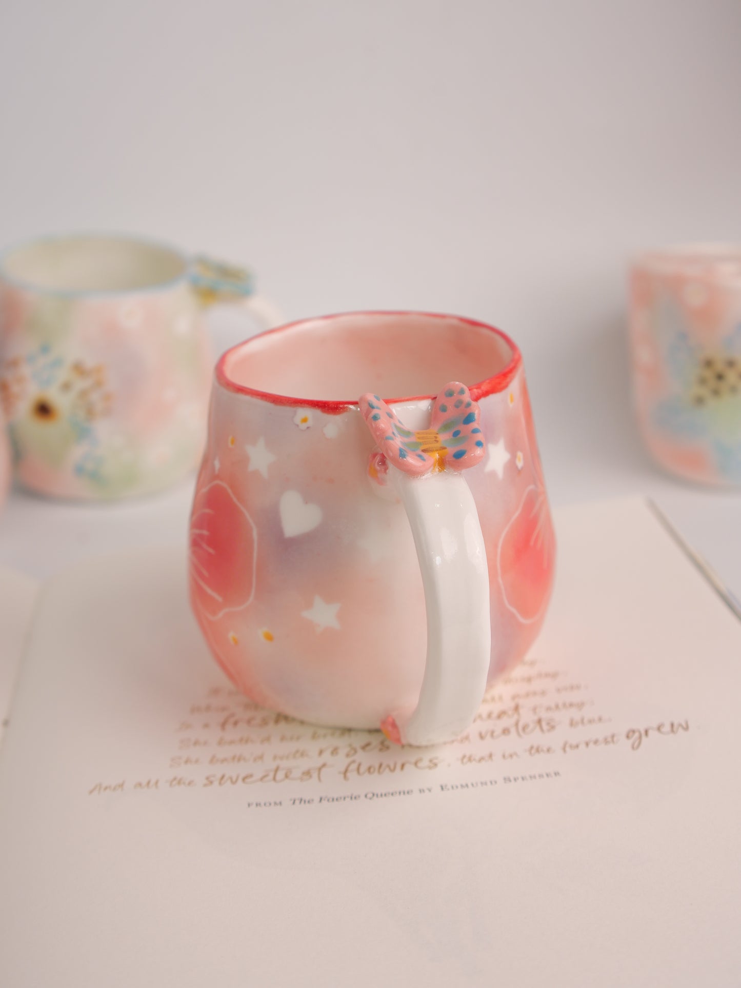 Red hibiscus mug