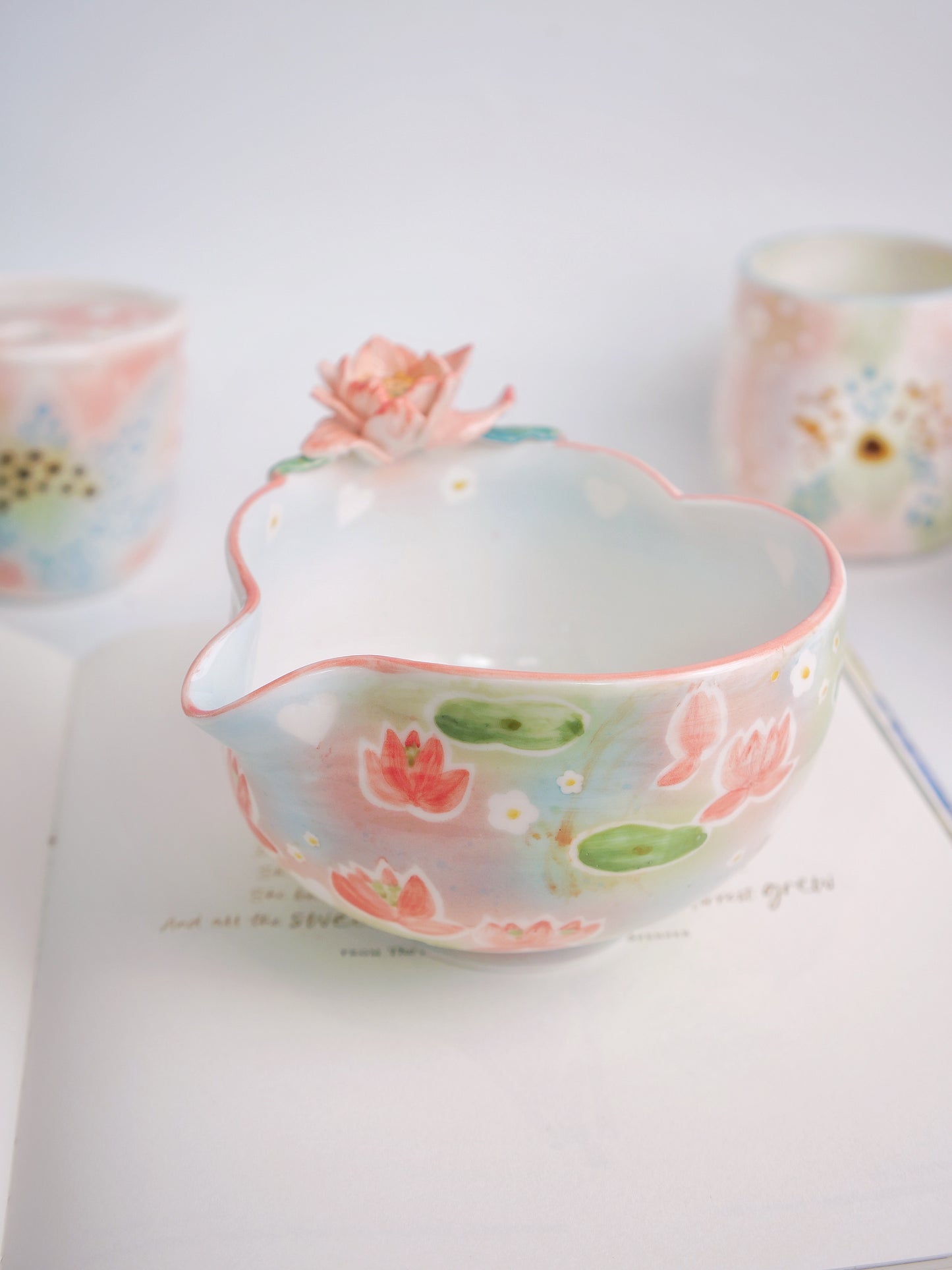 Floating lotus matcha bowl