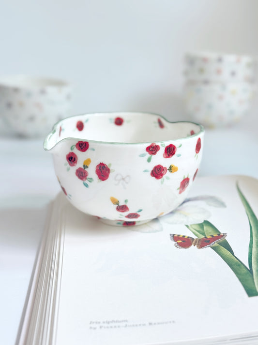 (PREORDER) red rose matcha bowl