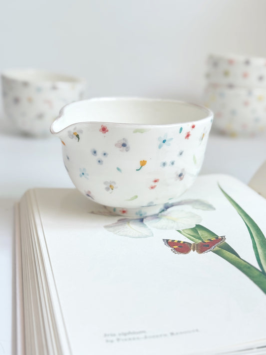 purple floral whimsy matcha bowl