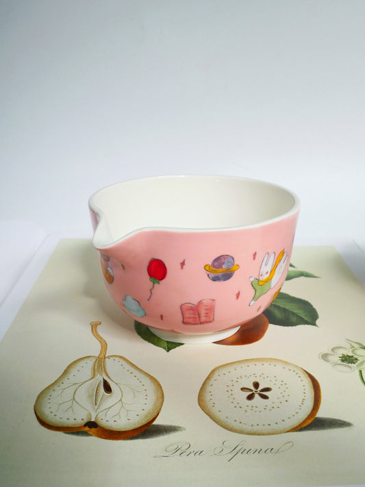 the adventure of the little bunny prince matcha bowl (pink)