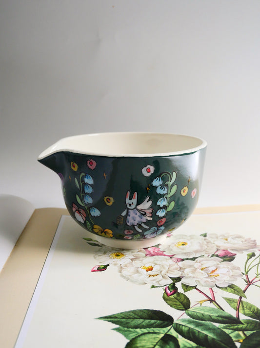 fairy bunny and the night flowers matcha bowl