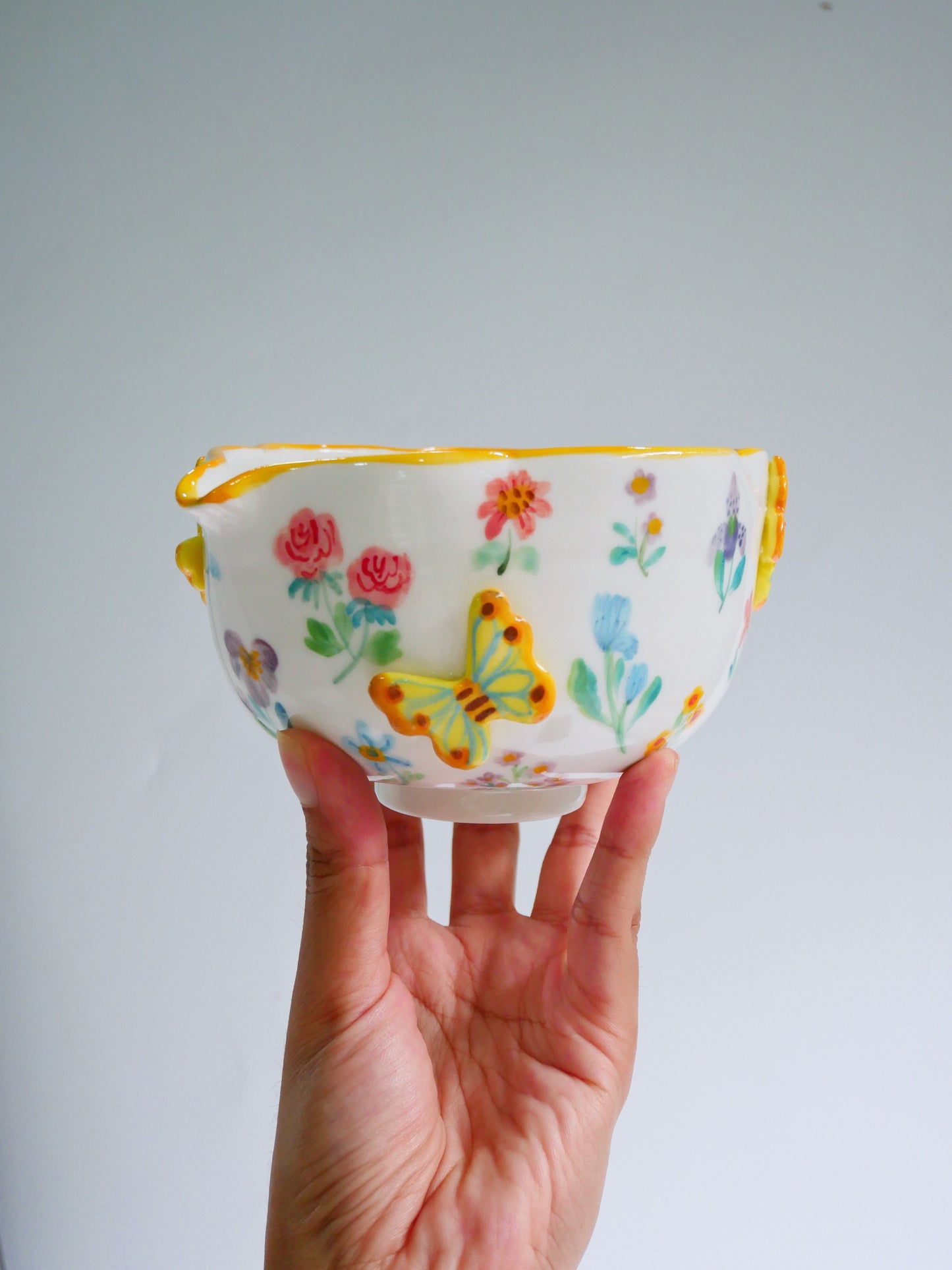 yellow botanica garden matcha bowl