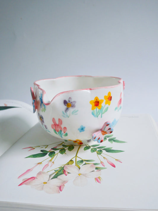 pink botanica garden matcha bowl