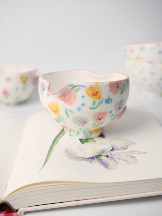 blushing tulip matcha bowl