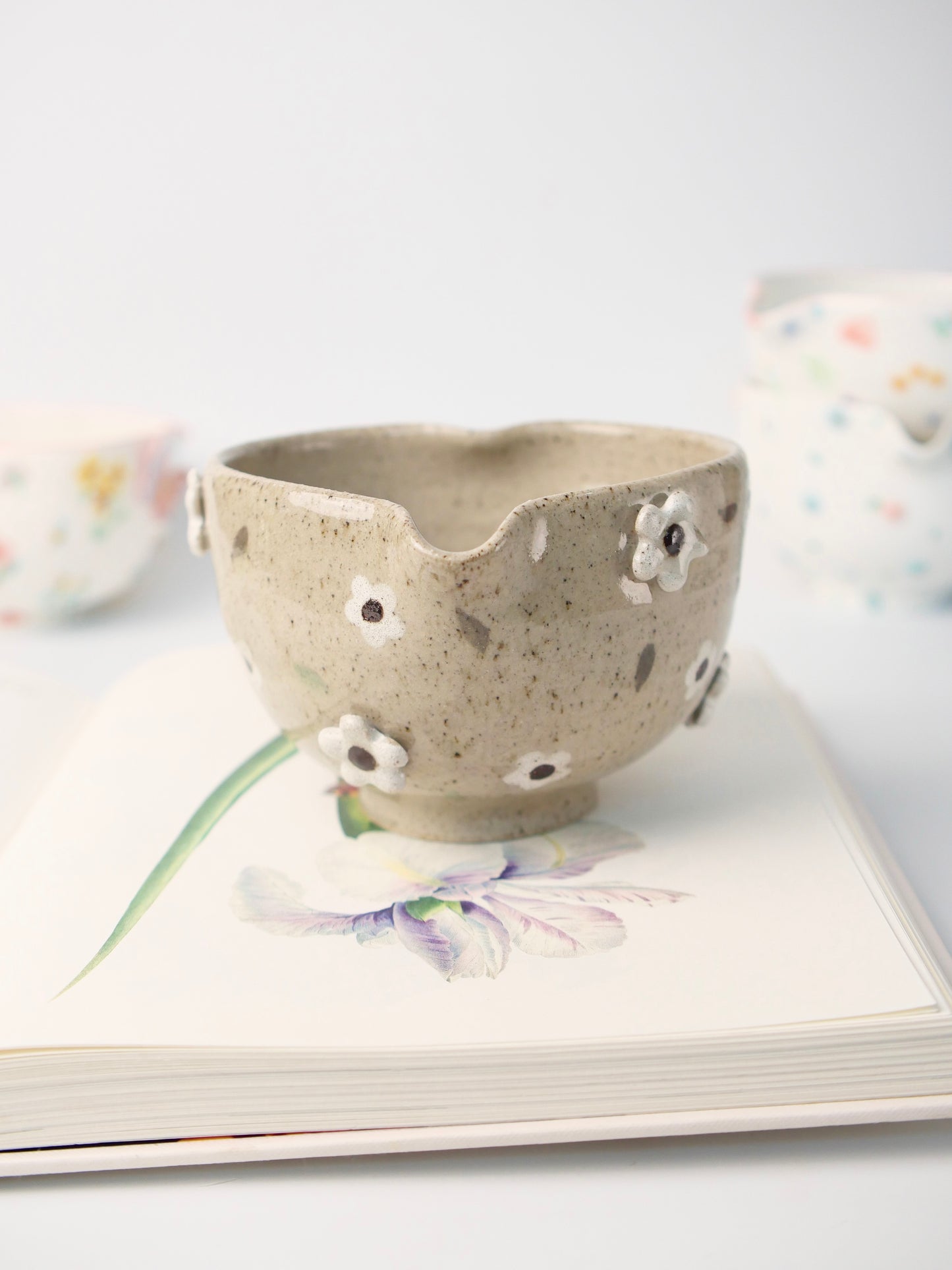 earthen blossom matcha bowl