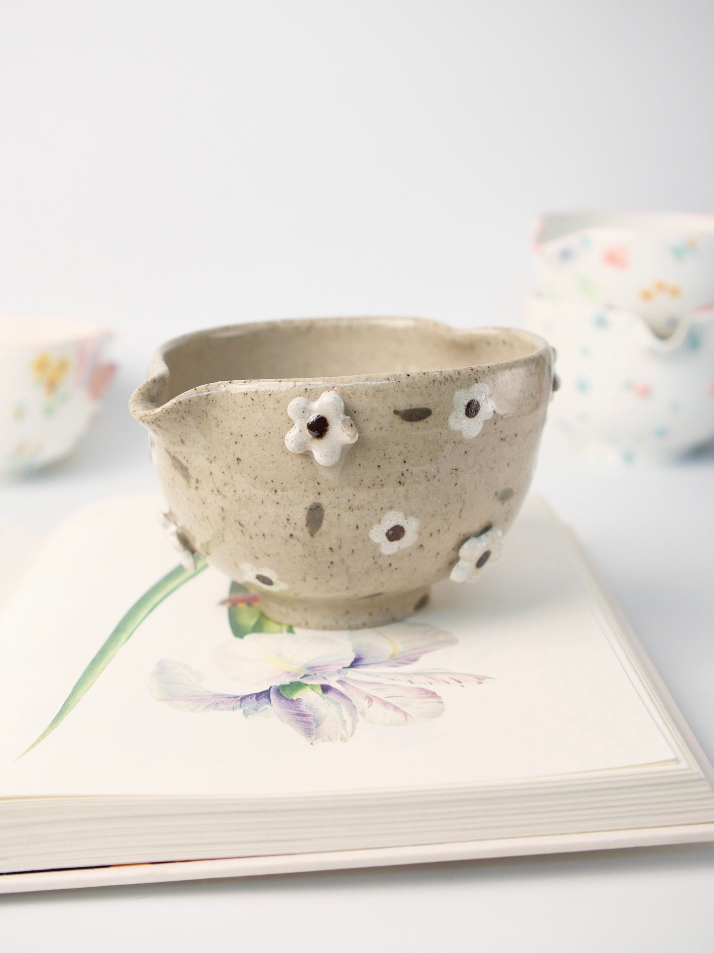 earthen blossom matcha bowl