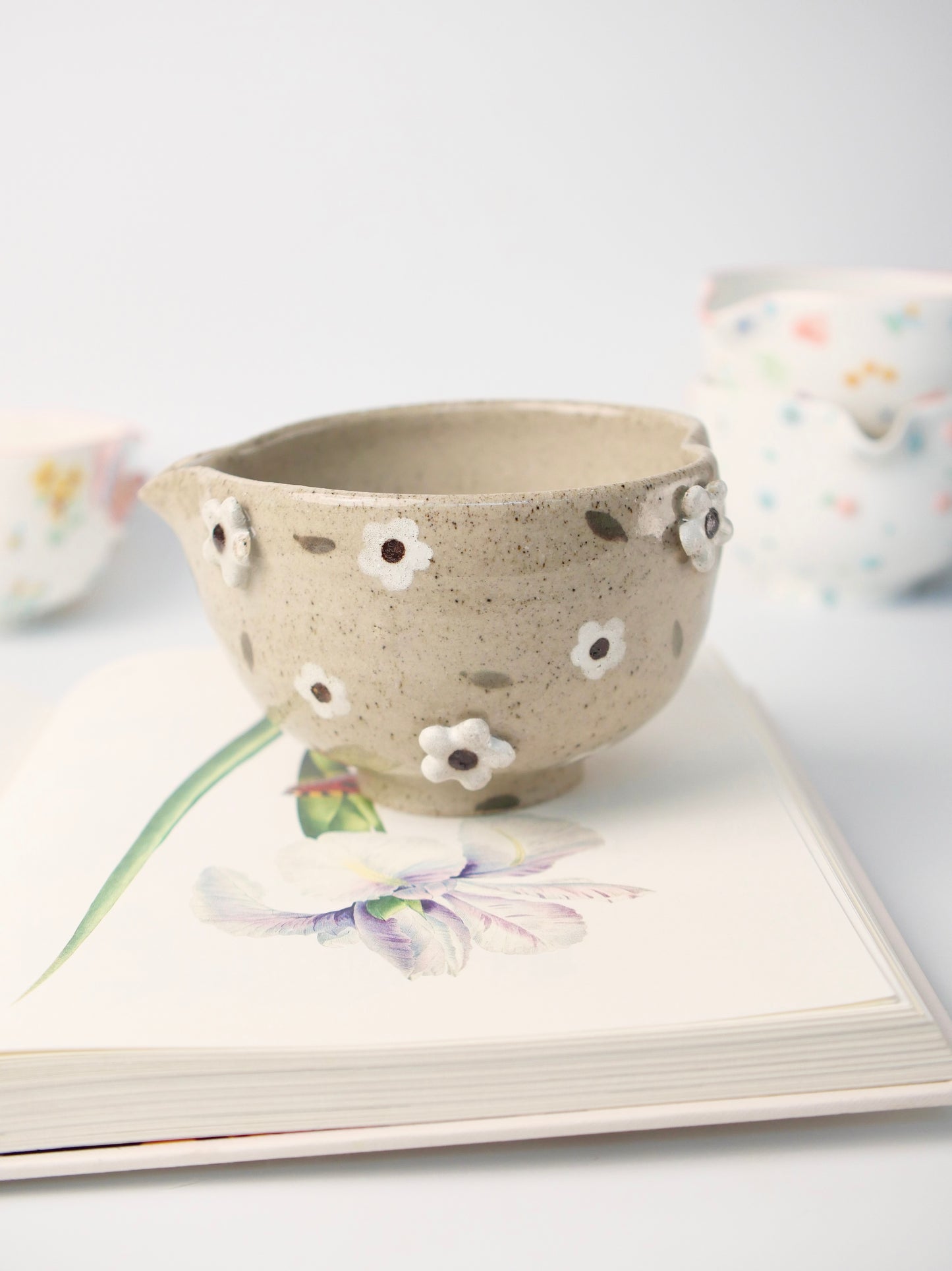 earthen blossom matcha bowl