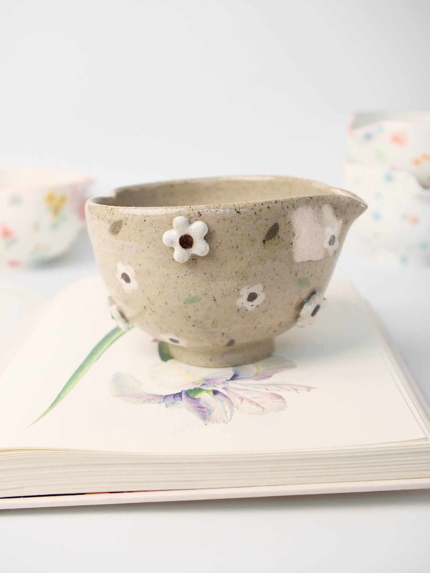 earthen blossom matcha bowl