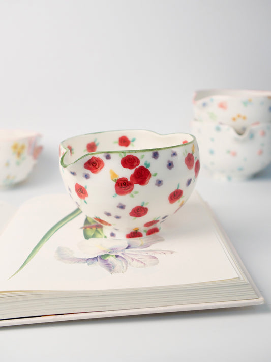 red rose matcha bowl