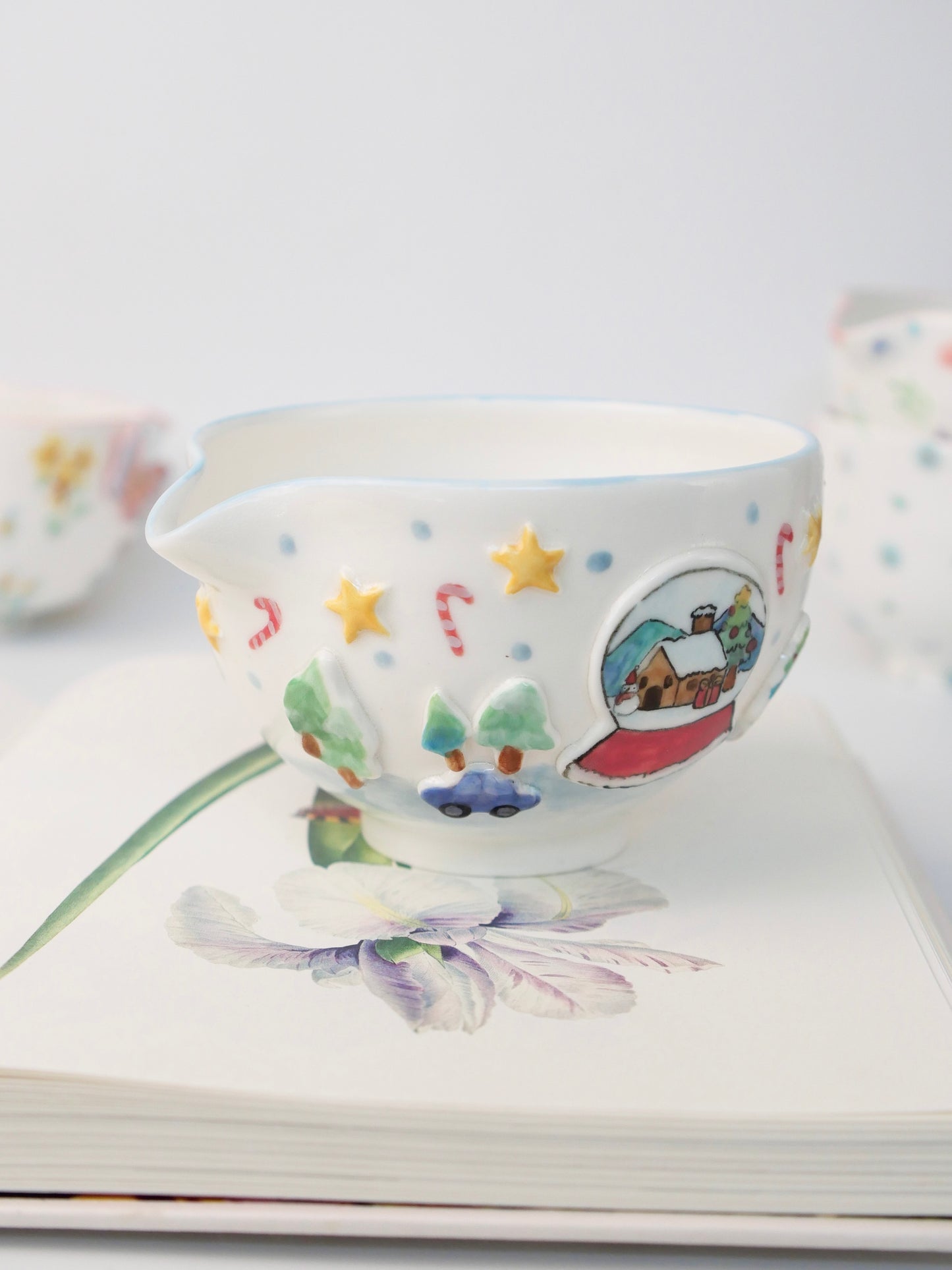 snowy globe matcha bowl