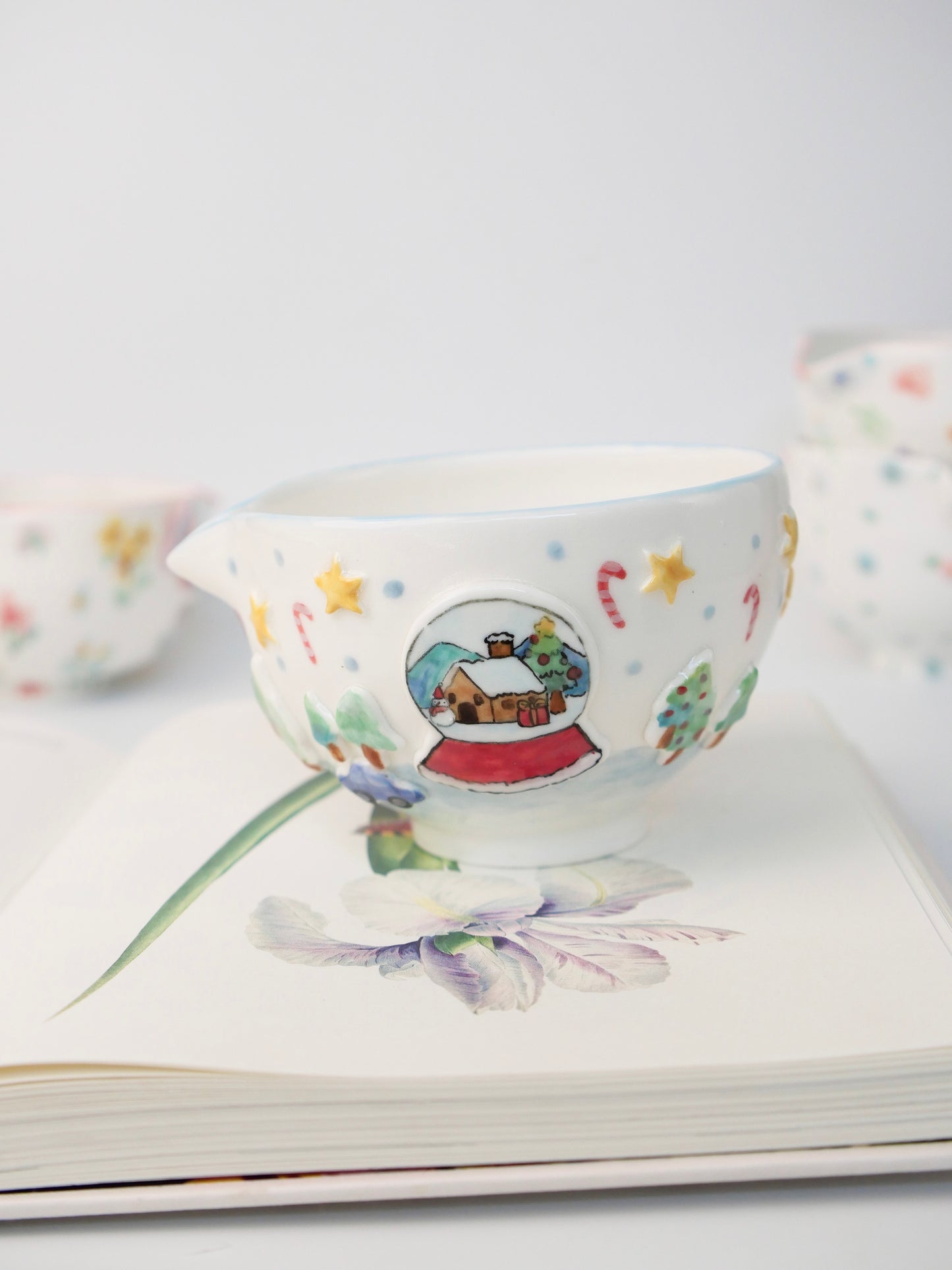 snowy globe matcha bowl