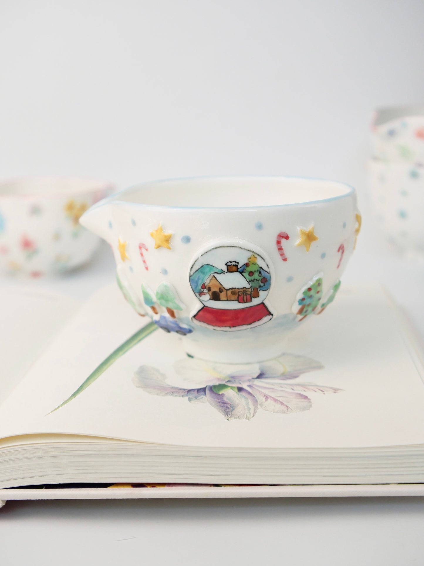 snowy globe matcha bowl