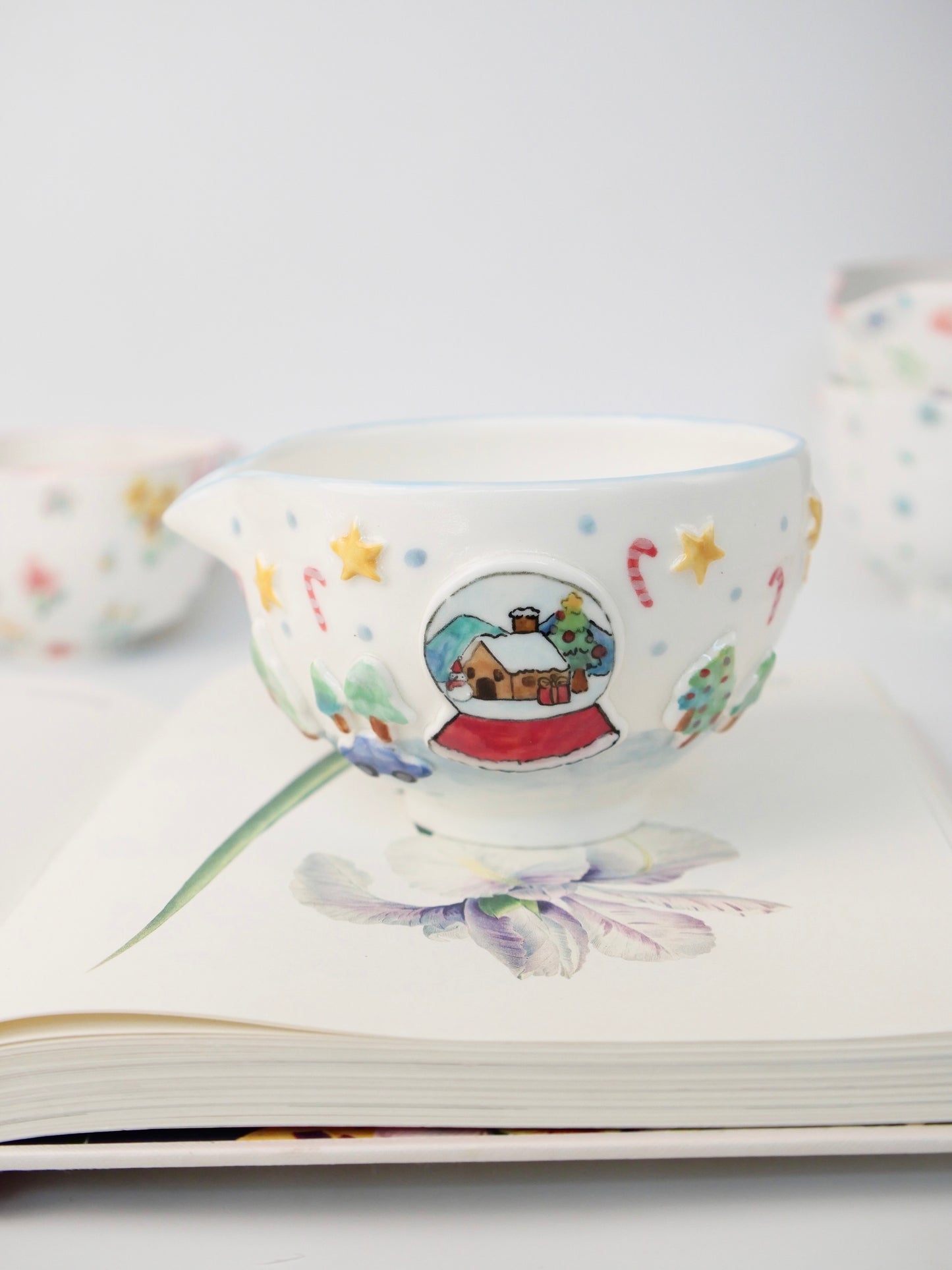 snowy globe matcha bowl