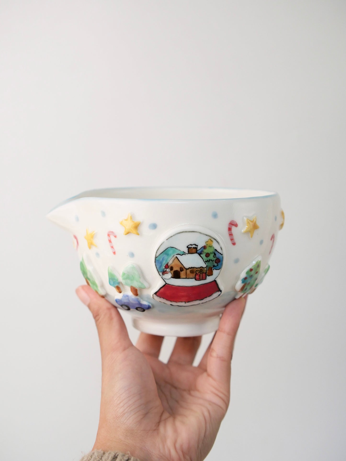 snowy globe matcha bowl