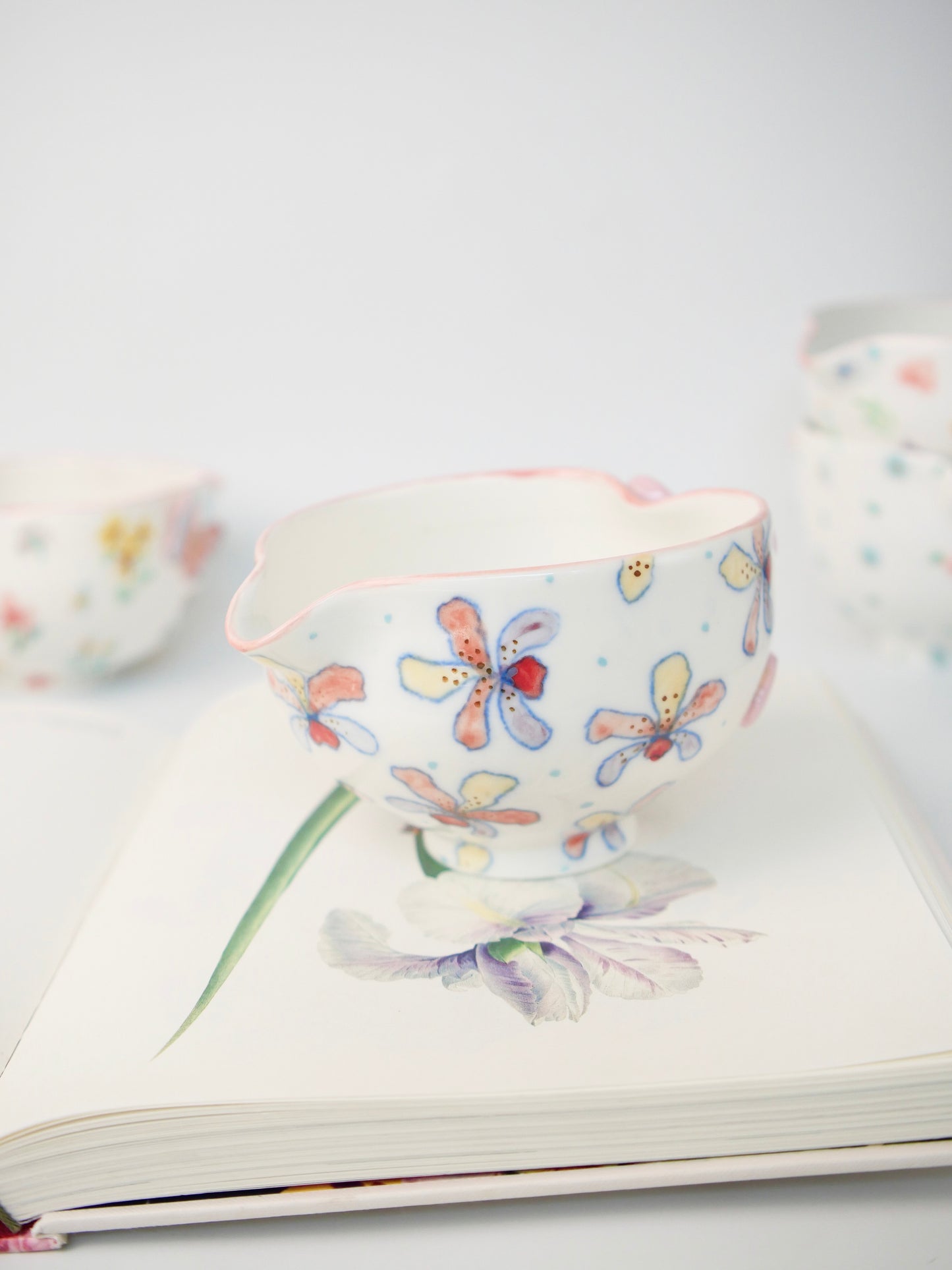 pink orchid matcha bowl