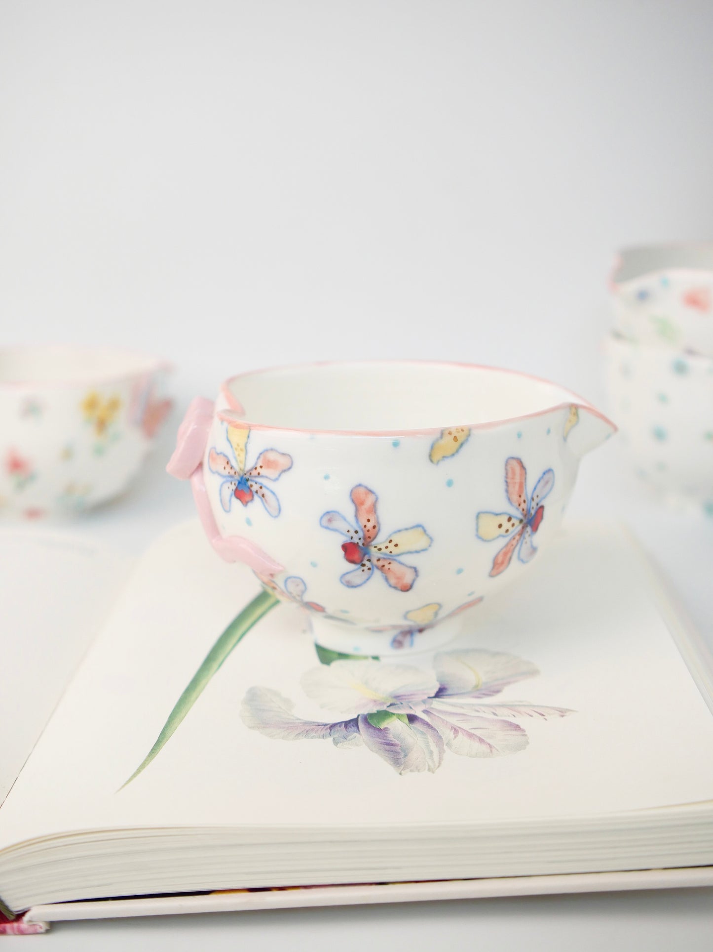 pink orchid matcha bowl