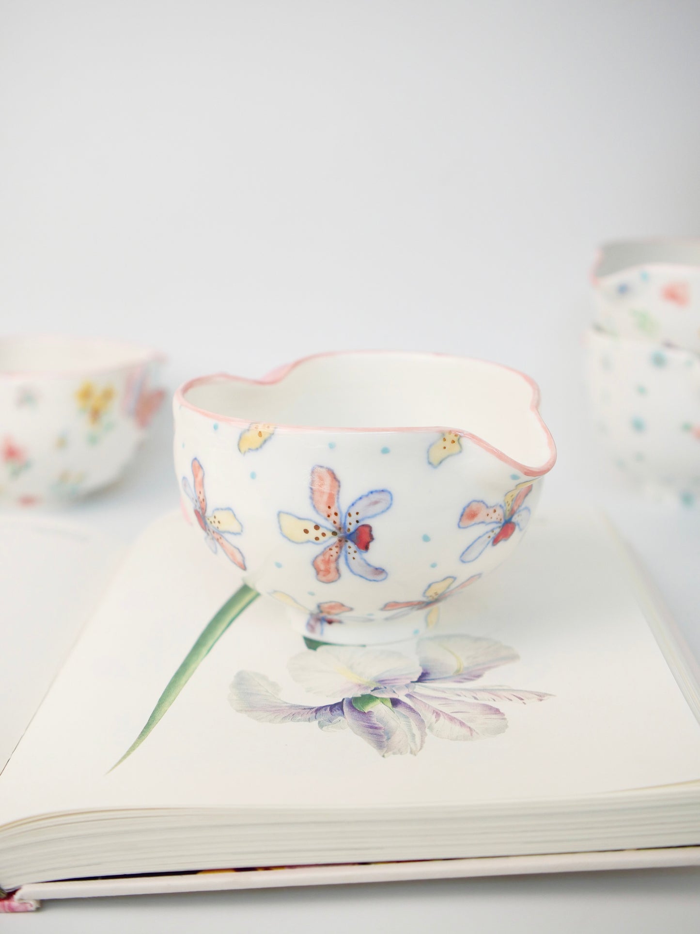 pink orchid matcha bowl