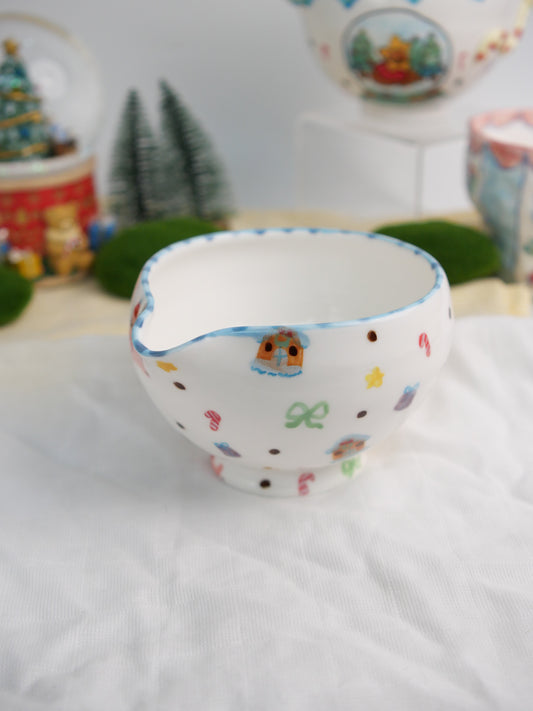 snowy cat matcha bowl