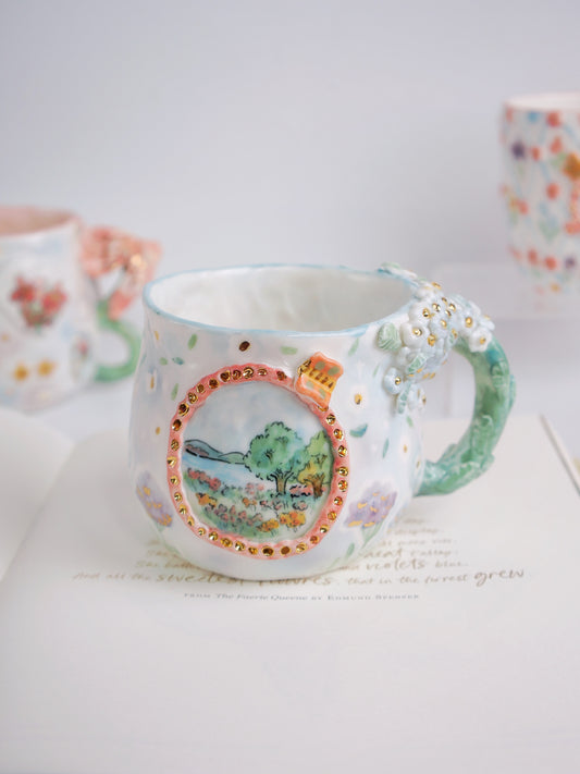 Little white flower mug(forget me not inspired)