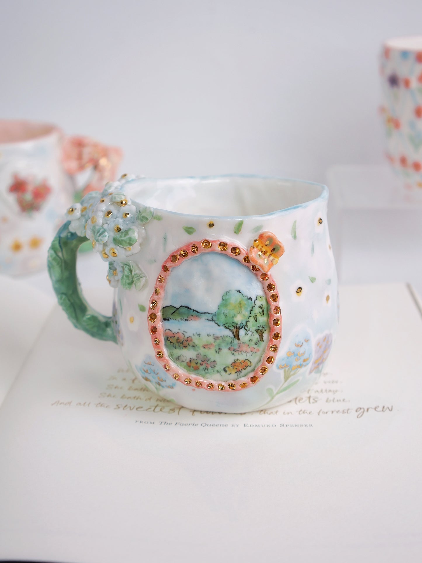 Little white flower mug(forget me not inspired)
