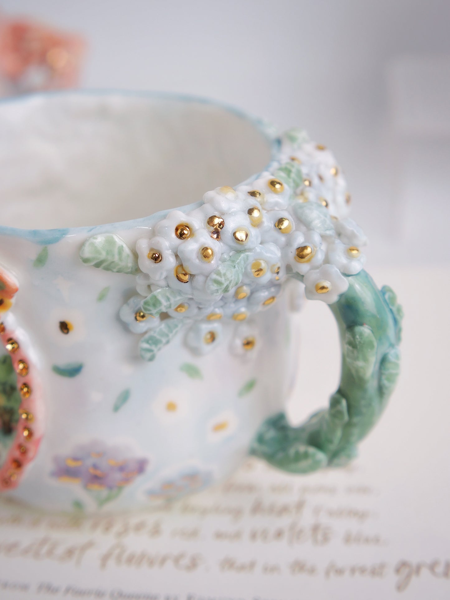 Little white flower mug(forget me not inspired)