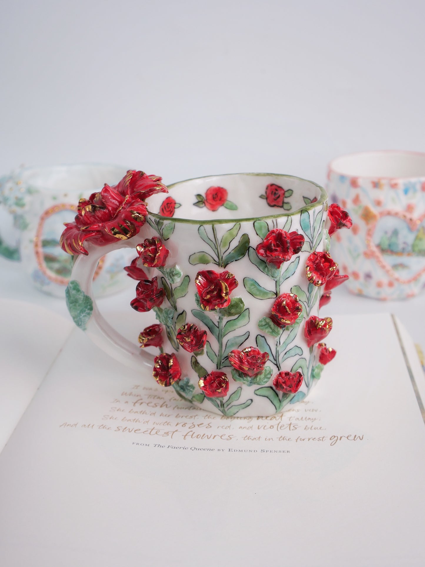 Crimson bloom mug