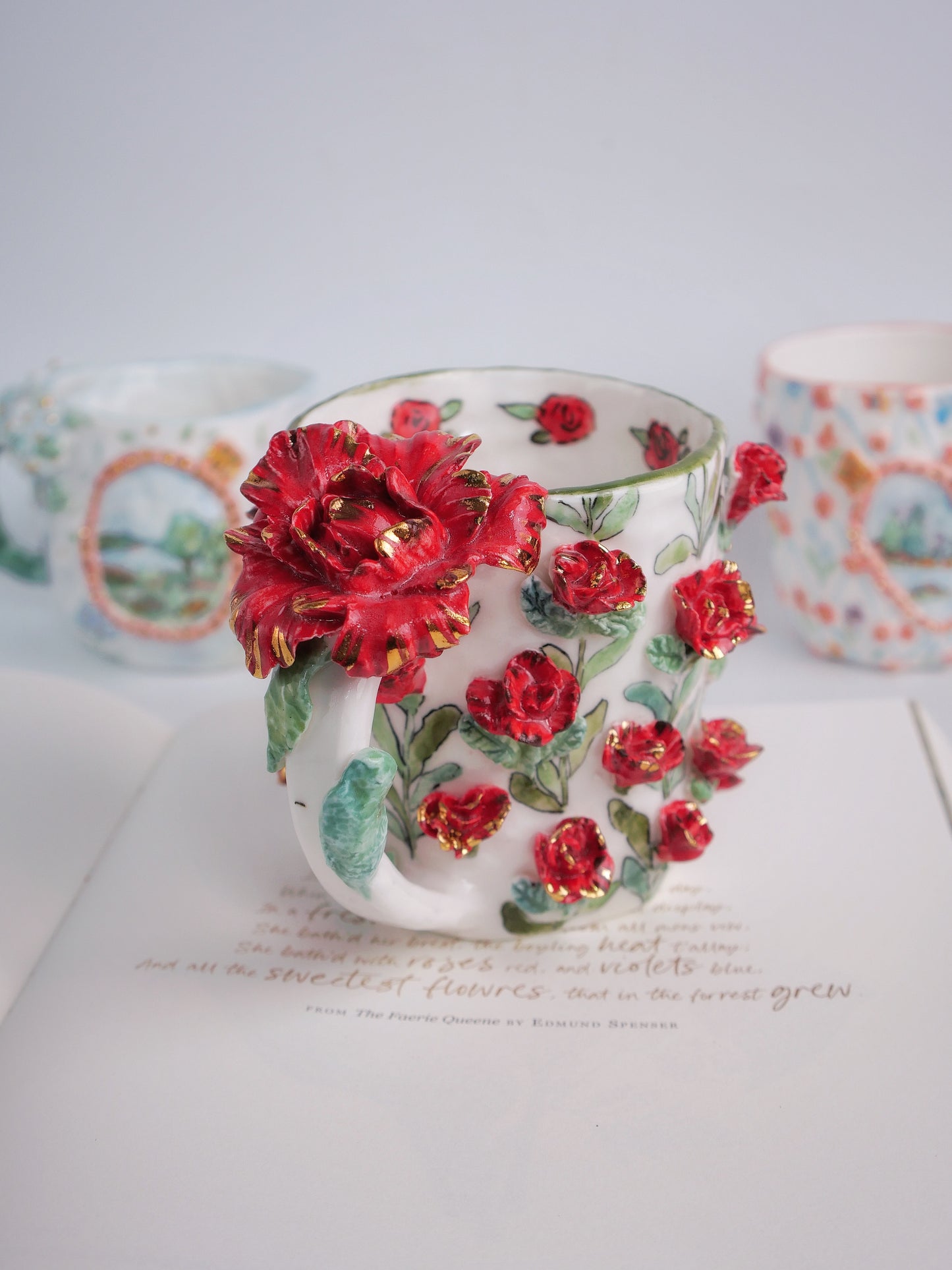 Crimson bloom mug
