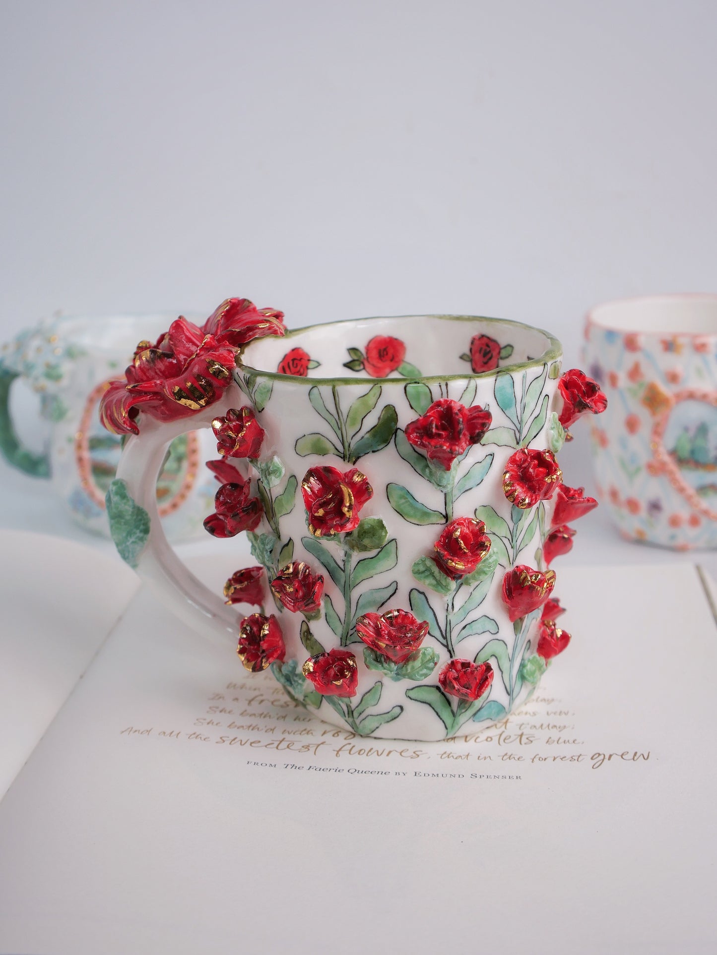 Crimson bloom mug