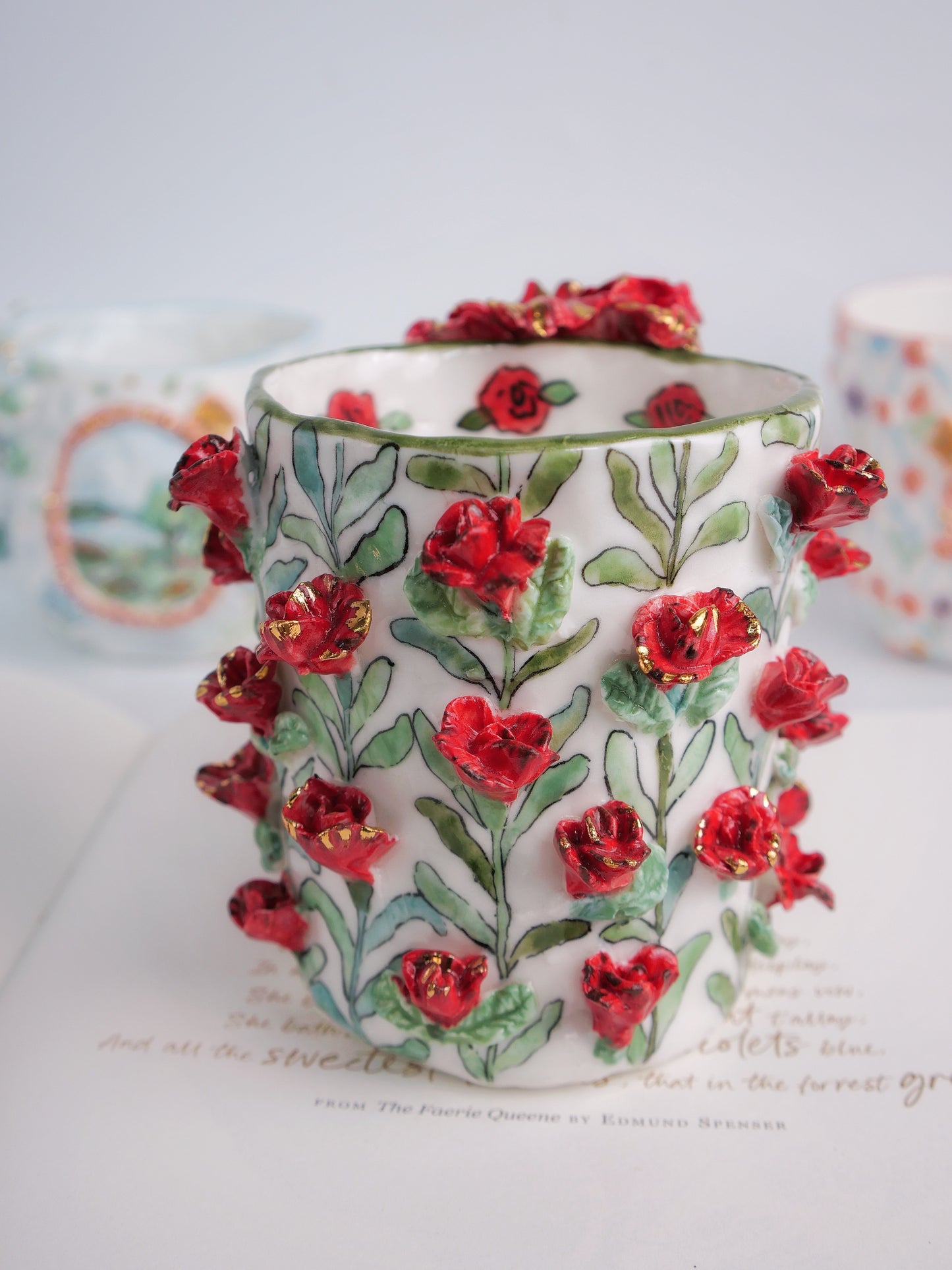 Crimson bloom mug