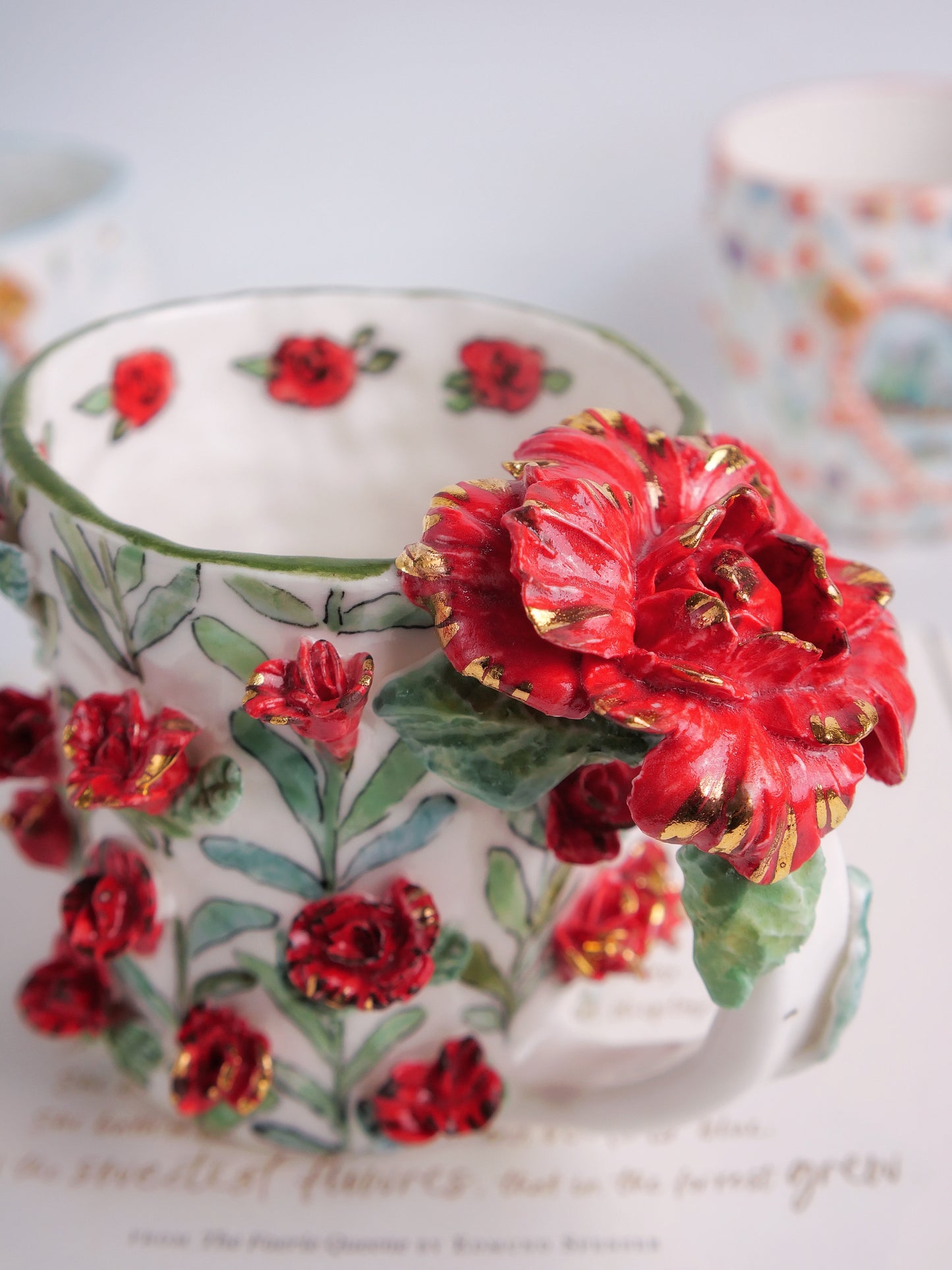 Crimson bloom mug