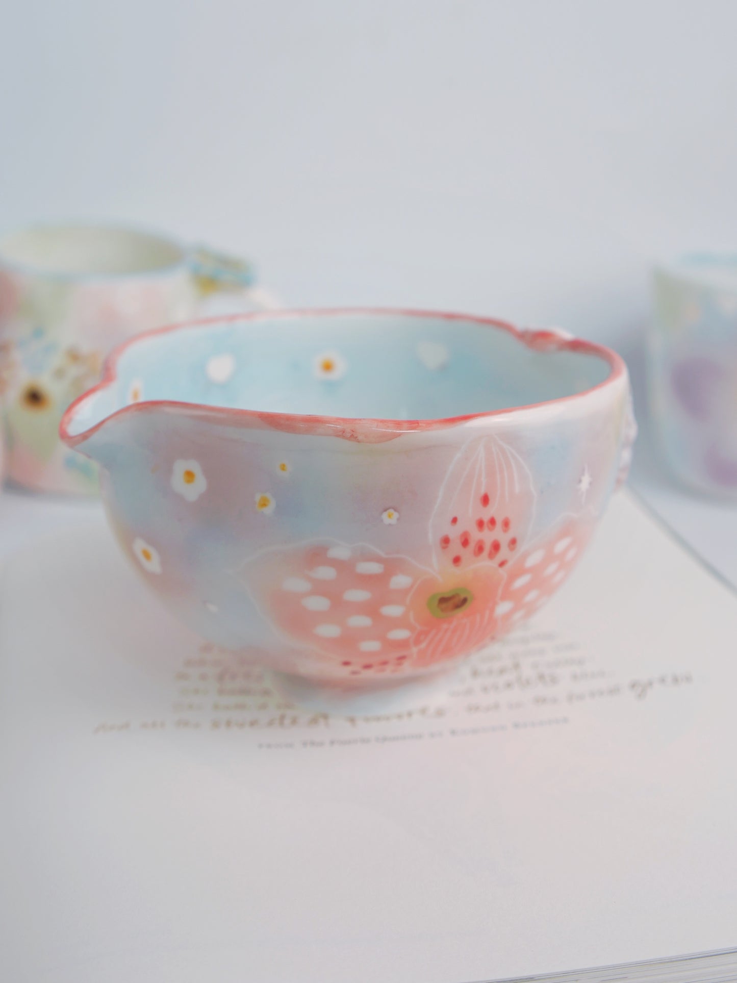 Dusky pink orchid matcha bowl