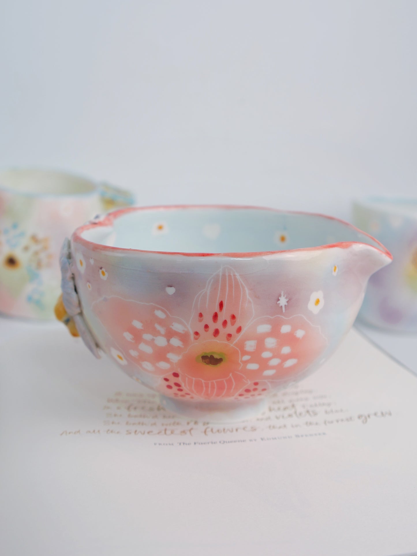 Dusky pink orchid matcha bowl